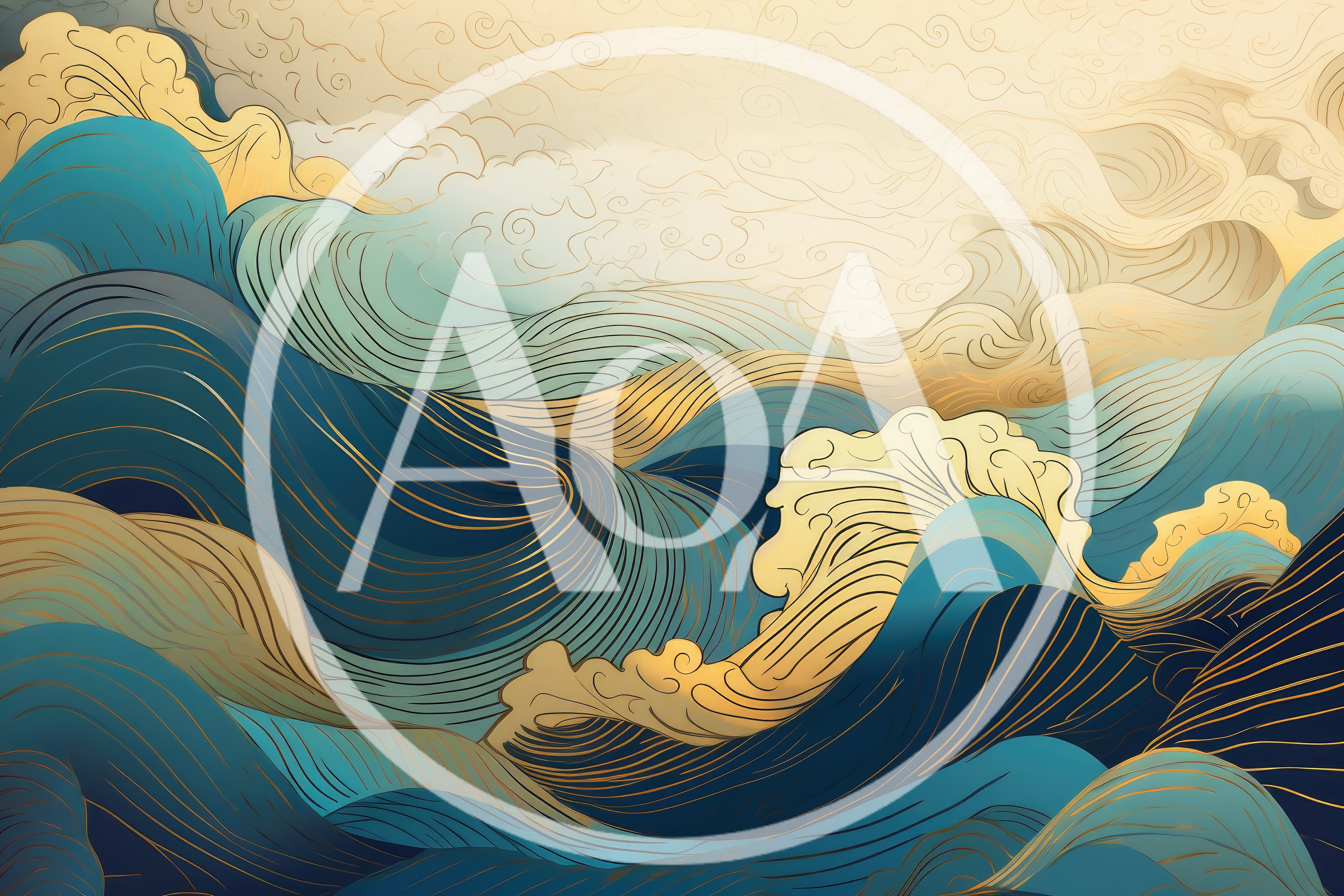 Abstract Japanese Style Wave Pattern Illustration