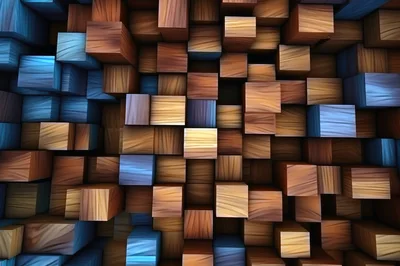 Abstract 3D Wooden Block Wall Texture