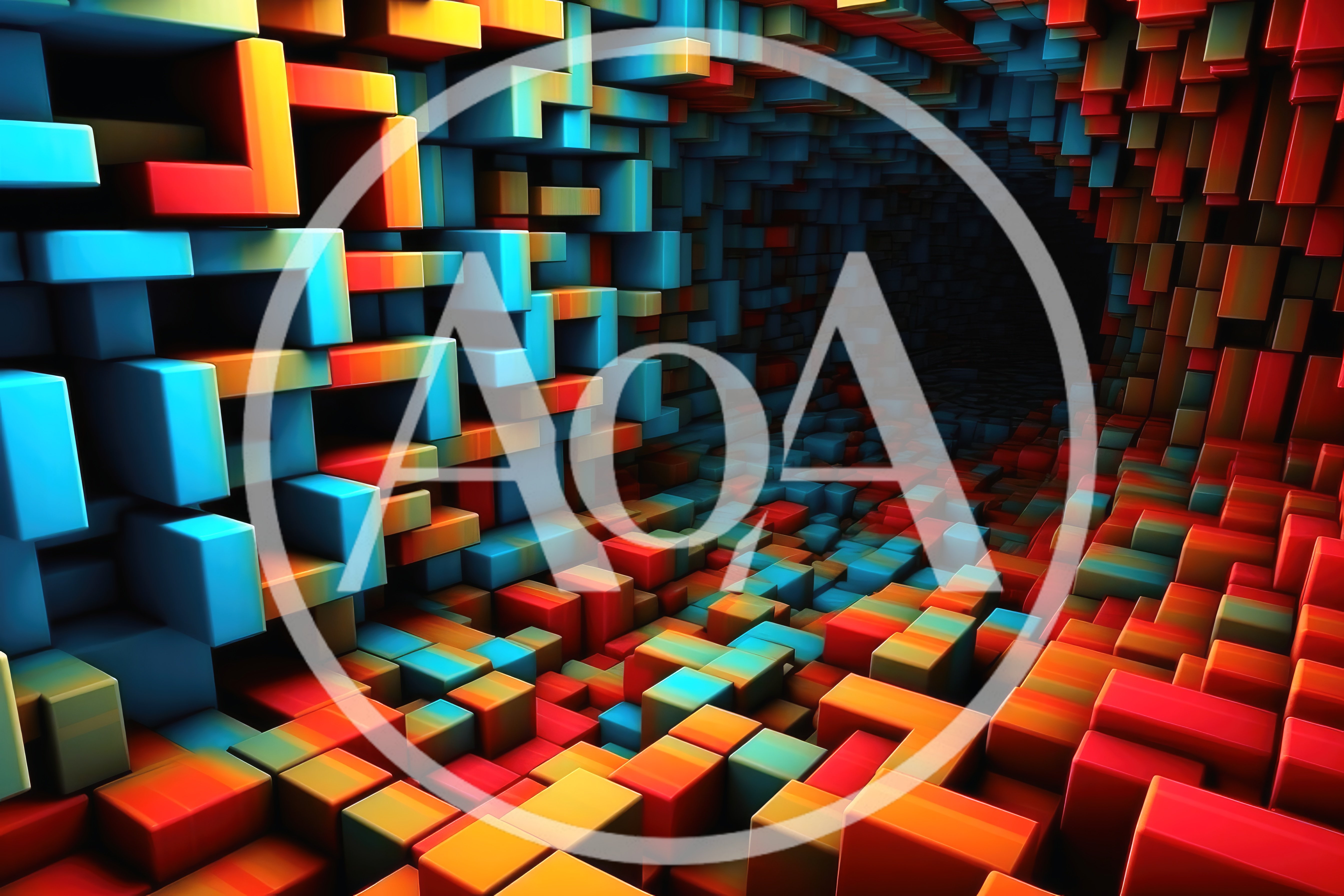 Abstract 3D Geometric Tunnel With Colorful Blocks