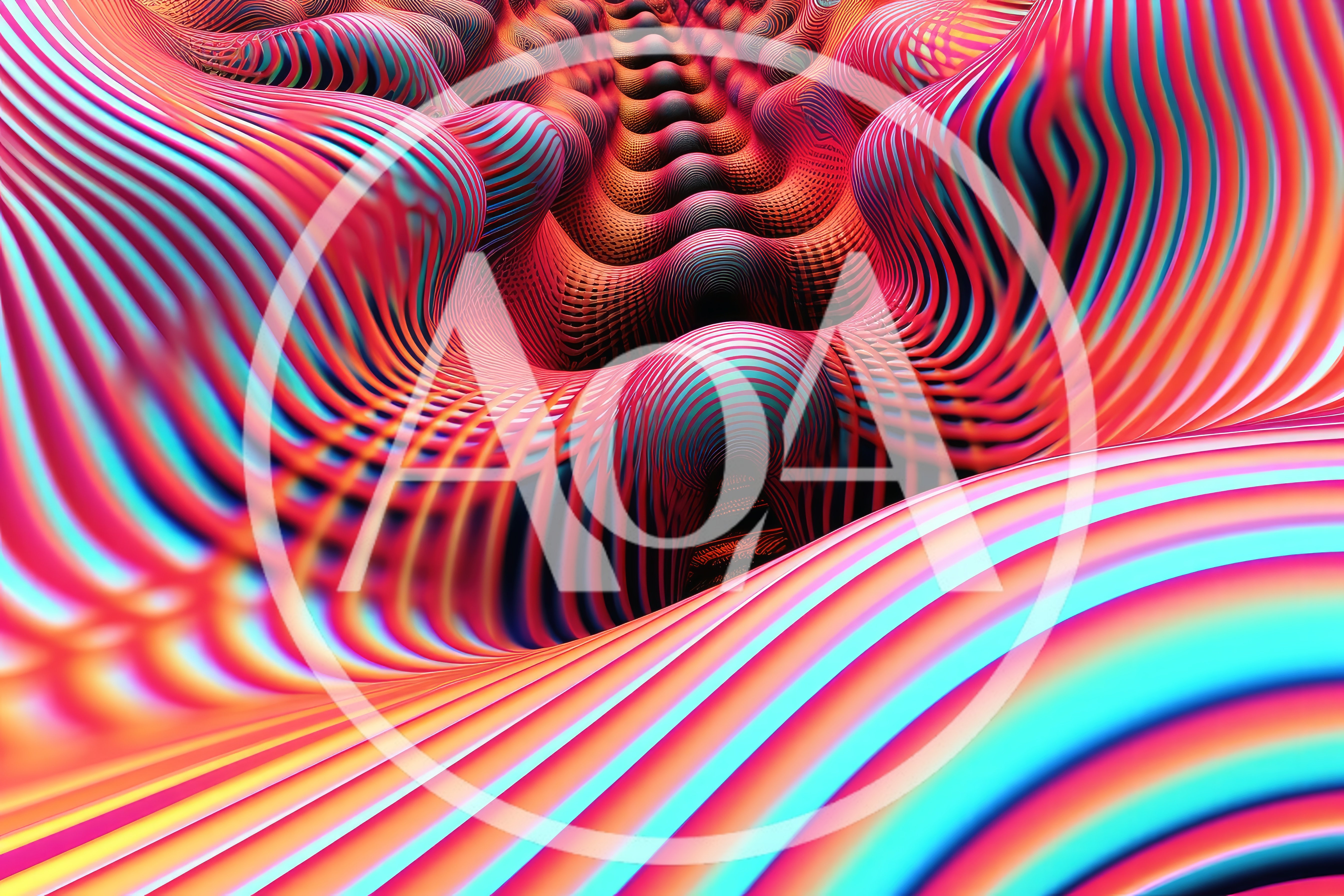Abstract Fractal Tunnel With Vibrant Neon Striped Patterns