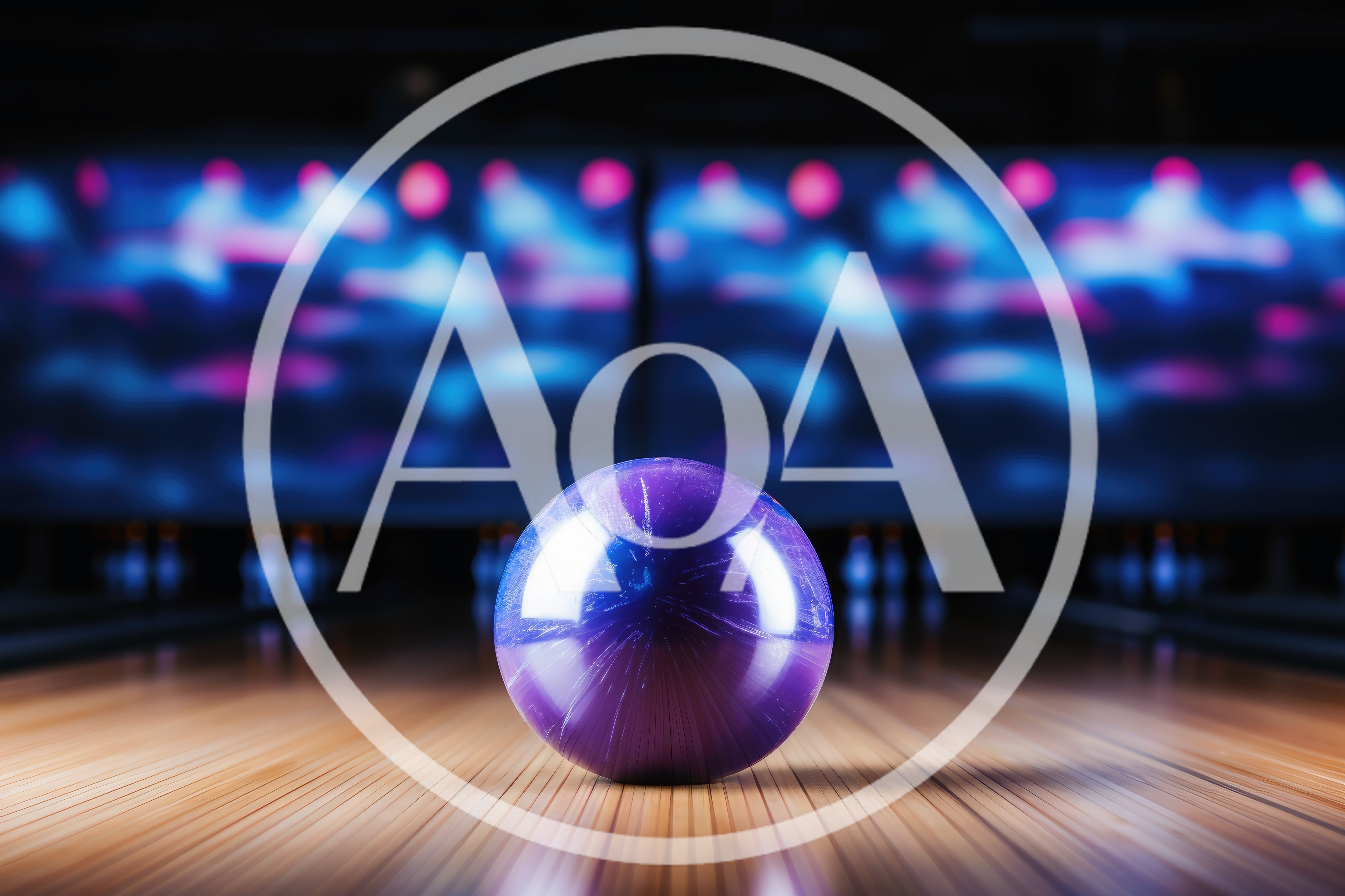Purple Bowling Ball Resting On A Polished Wooden Lane