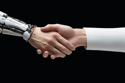 Robotic Hand Shaking Hands With Human Hand