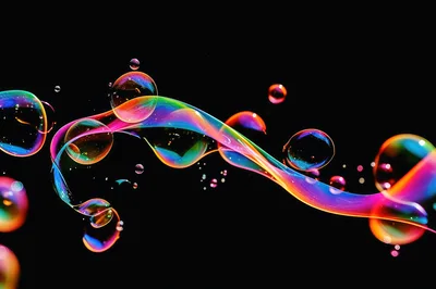 Abstract Rainbow Soap Bubbles With Flowing Colorful Light Trails