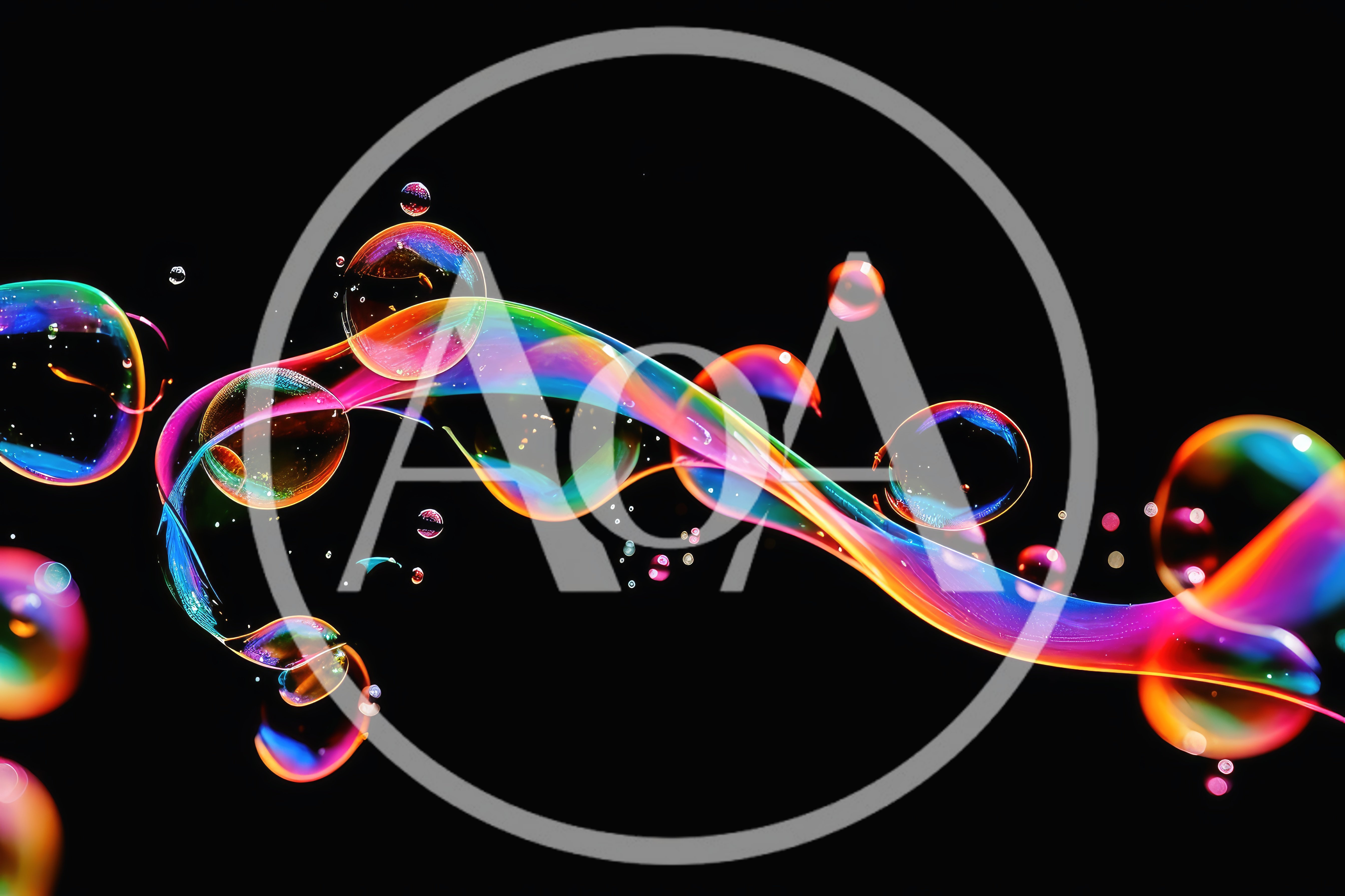 Abstract Rainbow Soap Bubbles With Flowing Colorful Light Trails