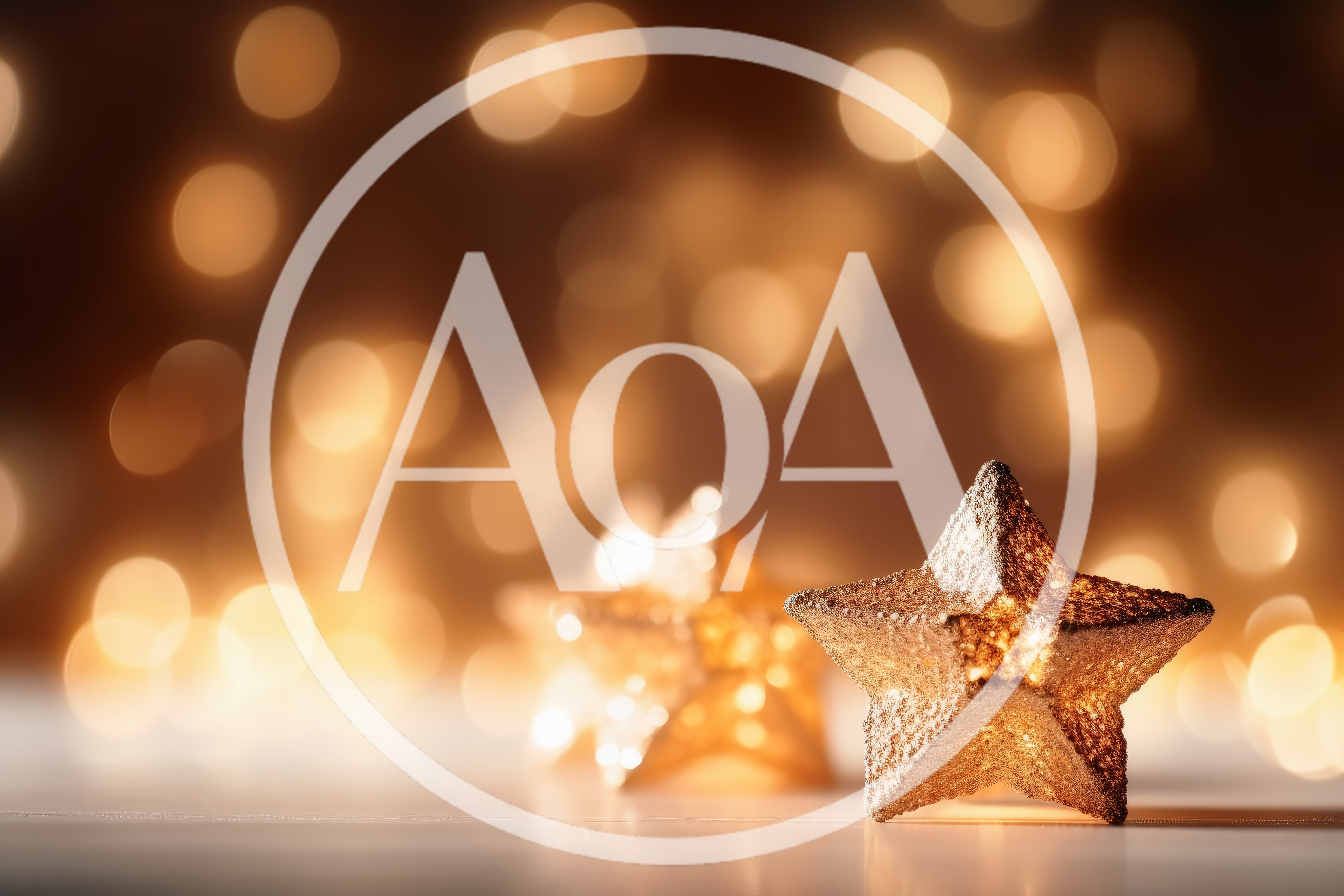Golden Christmas Star Ornaments With Bokeh Background