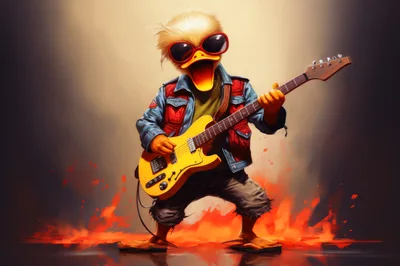 Cool Duck Rock Star Playing Electric Guitar
