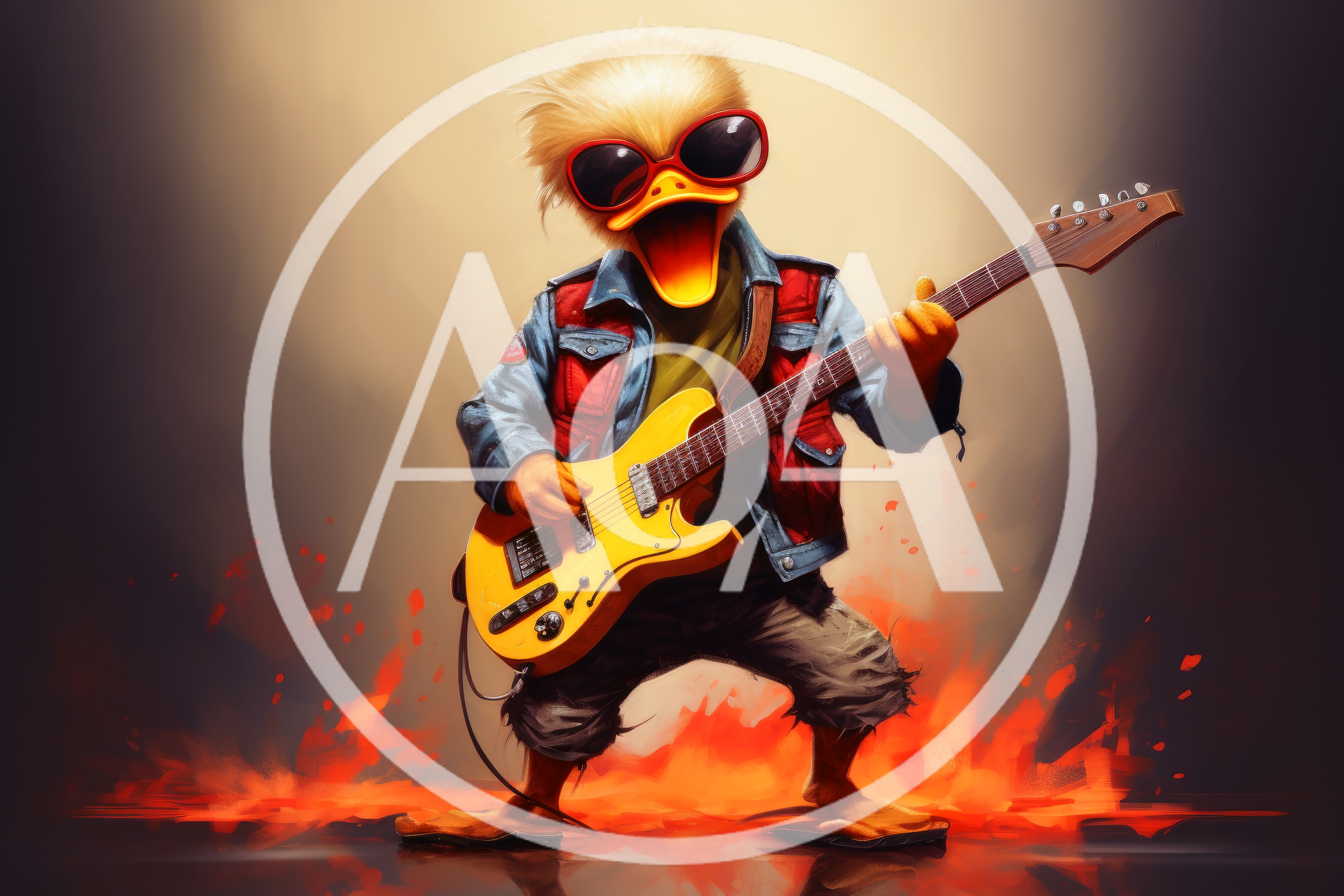 Cool Duck Rock Star Playing Electric Guitar