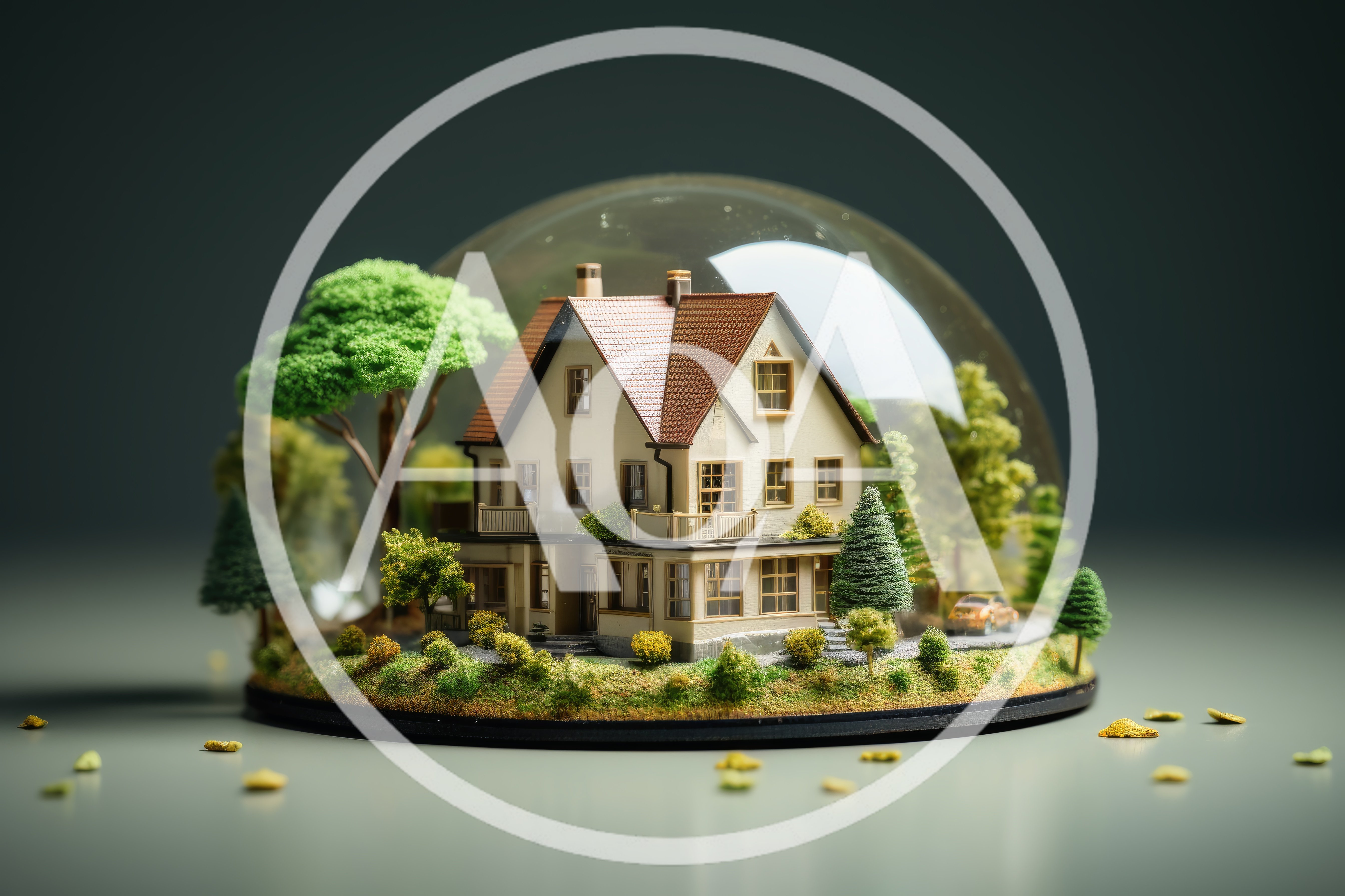 Miniature House Model Inside A Glass Dome