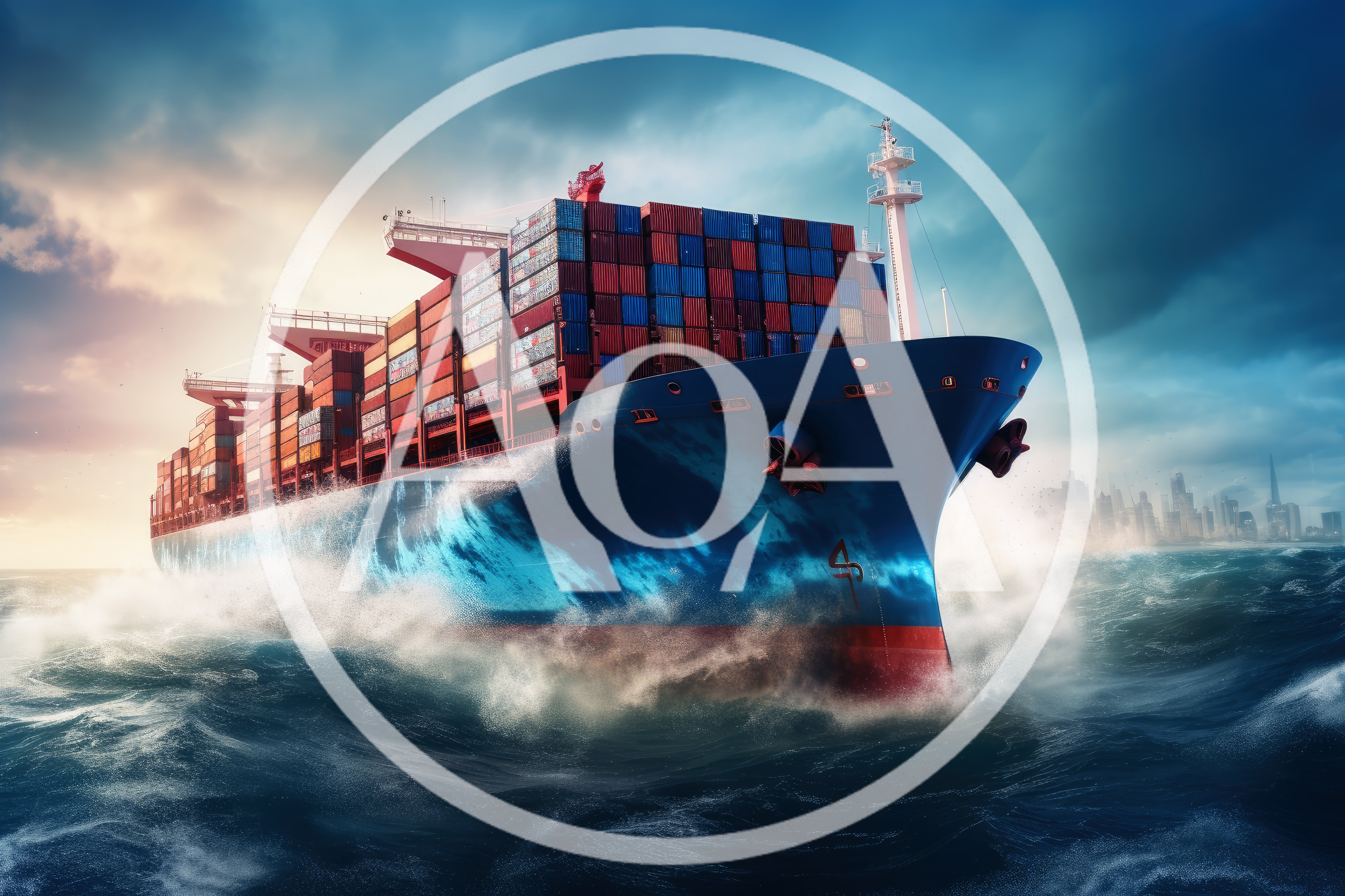 Large Container Ship Sailing Through Rough Ocean Waters