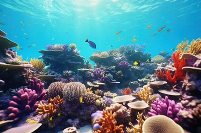 Vibrant Coral Reef Ecosystem With Tropical Fish