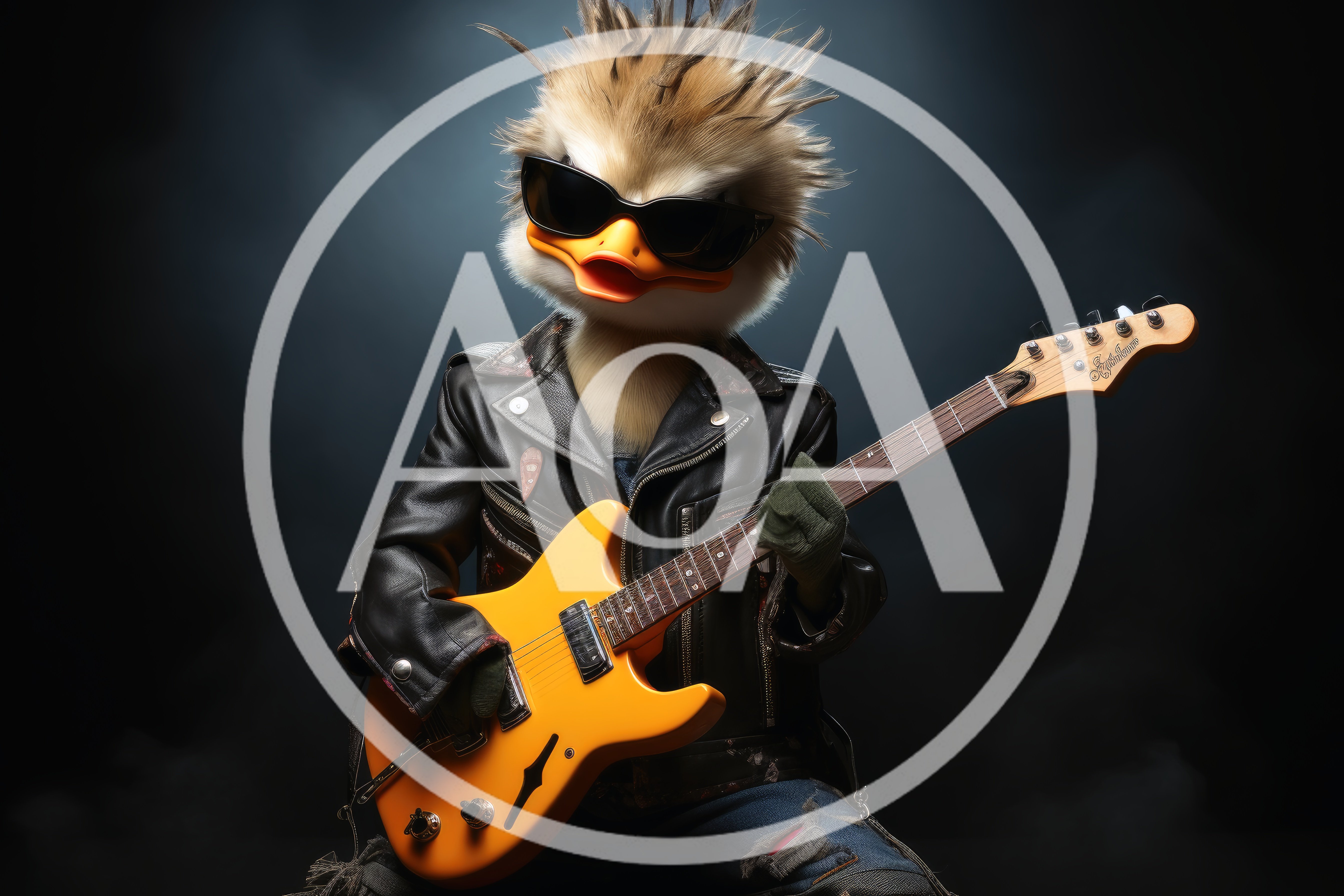 Punk Rock Duck Playing An Electric Guitar