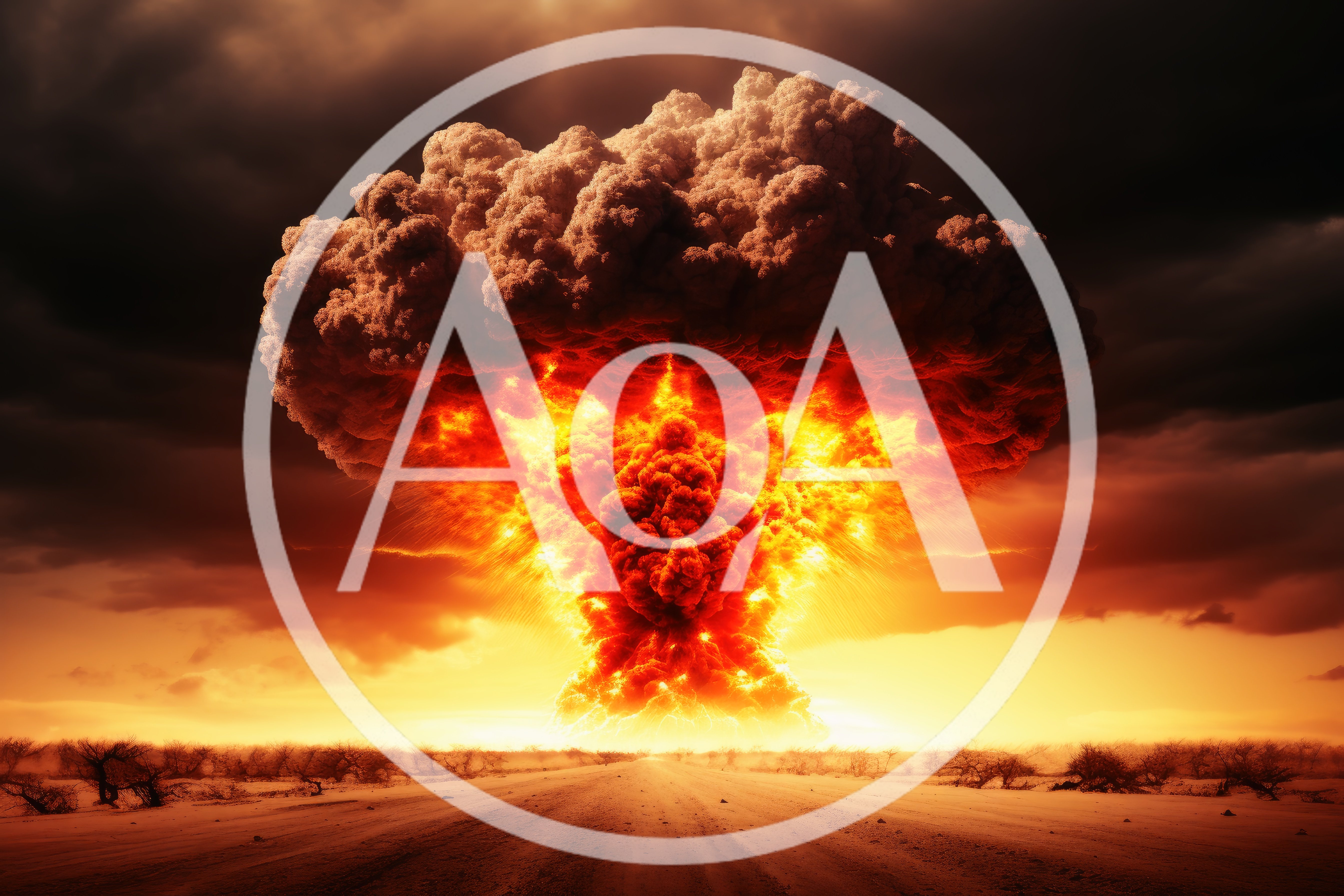 Massive Nuclear Explosion Over A Desert Landscape