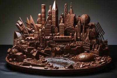 Intricate Chocolate Sculpture Of A Miniature Fantasy City