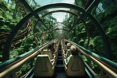 Roller Coaster Ride Through A Lush Tropical Jungle