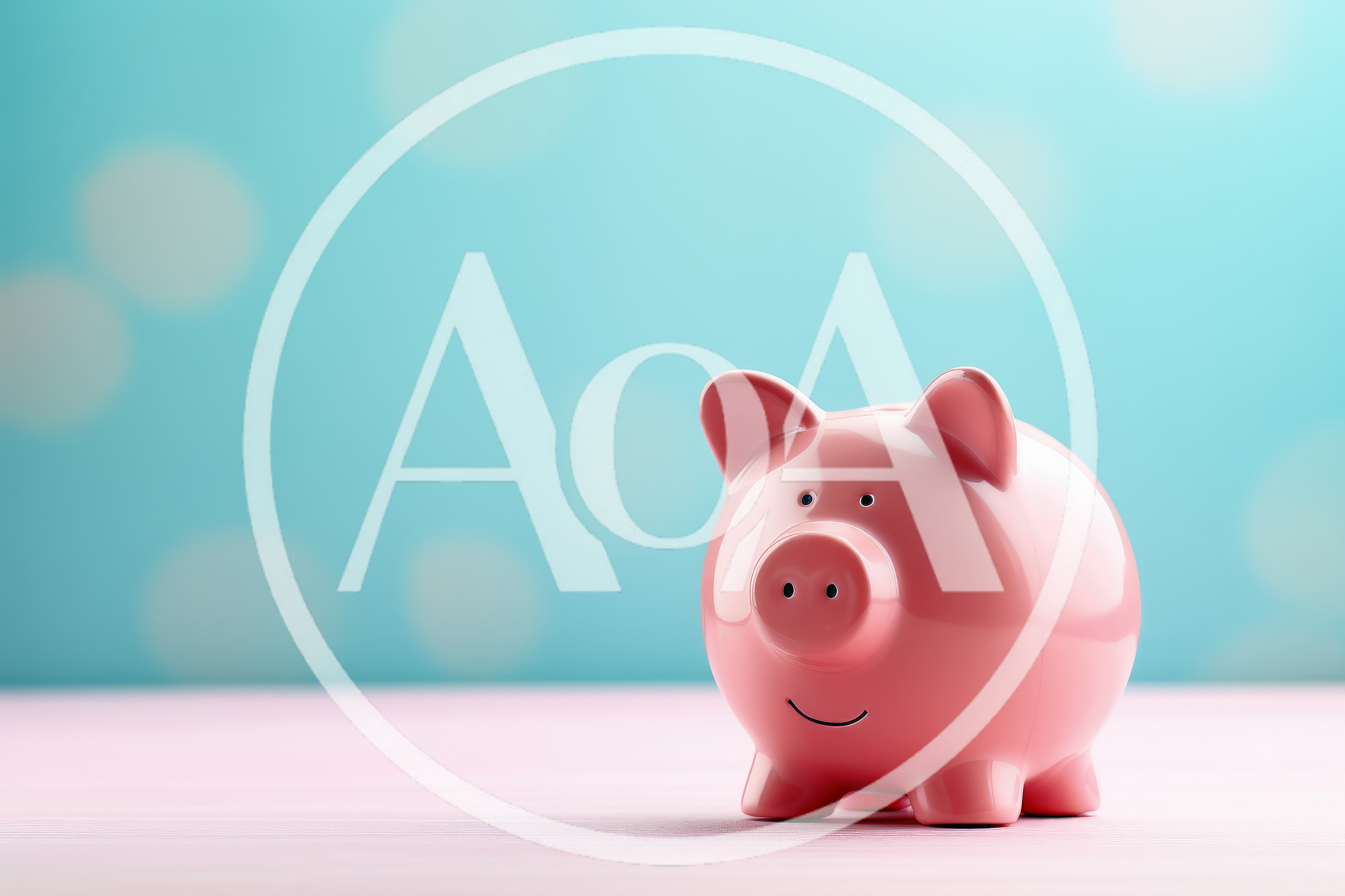 Pink Piggy Bank on Pastel Surface