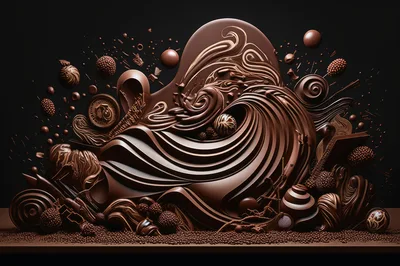 Abstract Swirling Chocolate Sculpture With Decorative Confections