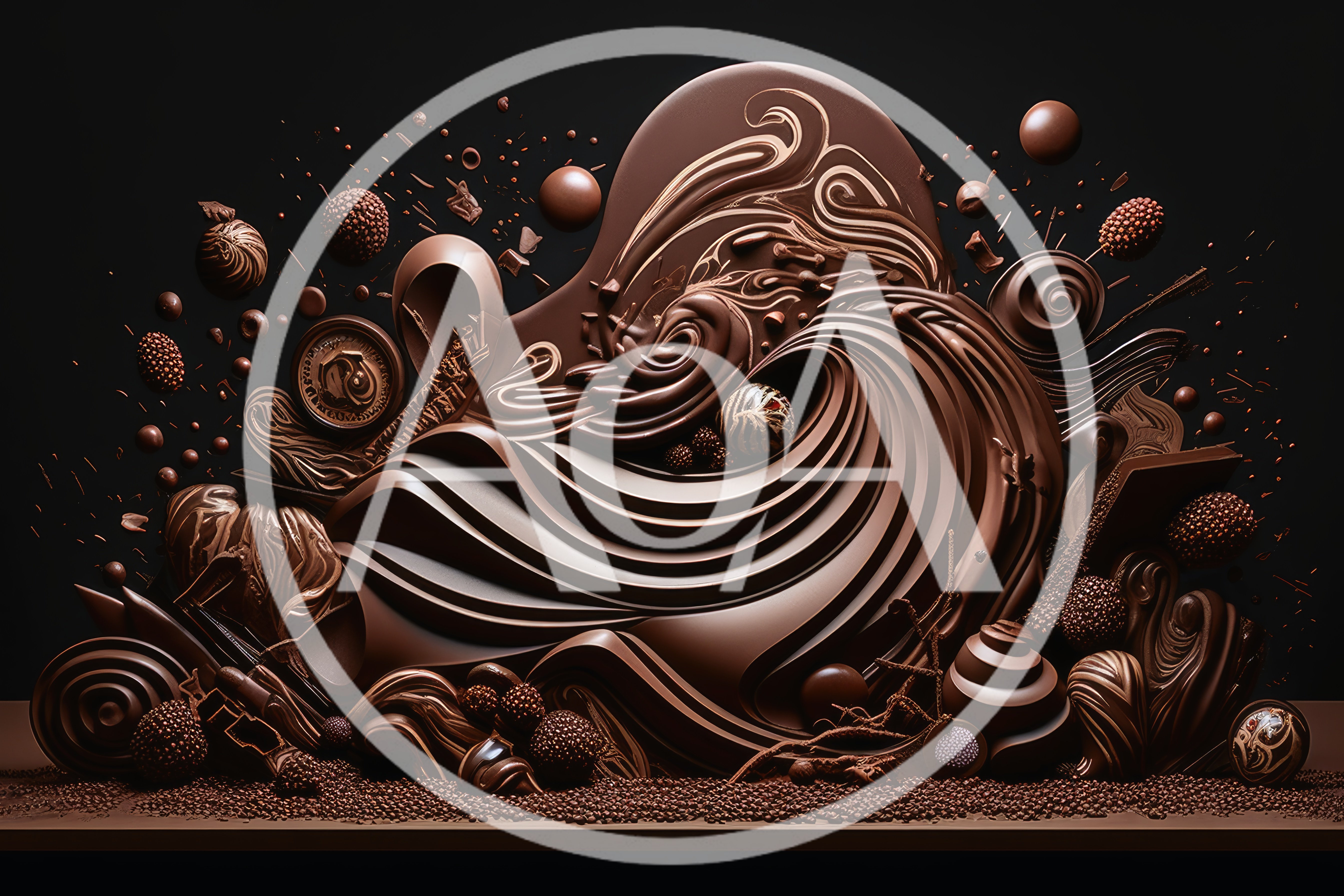 Abstract Swirling Chocolate Sculpture With Decorative Confections