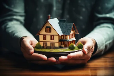 Hands Holding A Miniature Model House