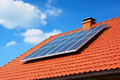 Solar Panels Installed On A Red Tiled Roof