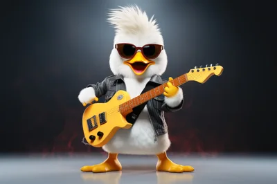 Rock Star Duck Playing Electric Guitar