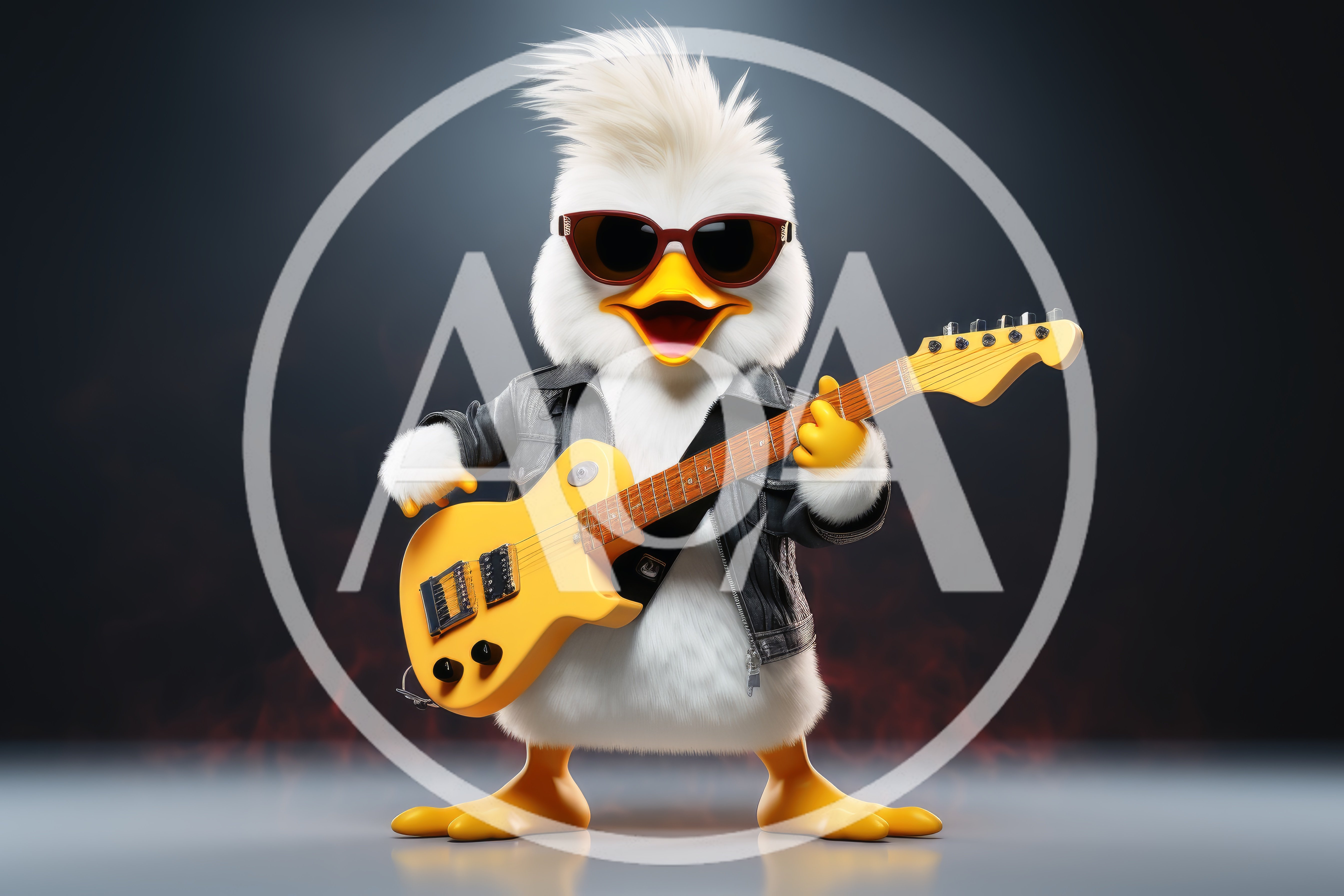 Rock Star Duck Playing Electric Guitar