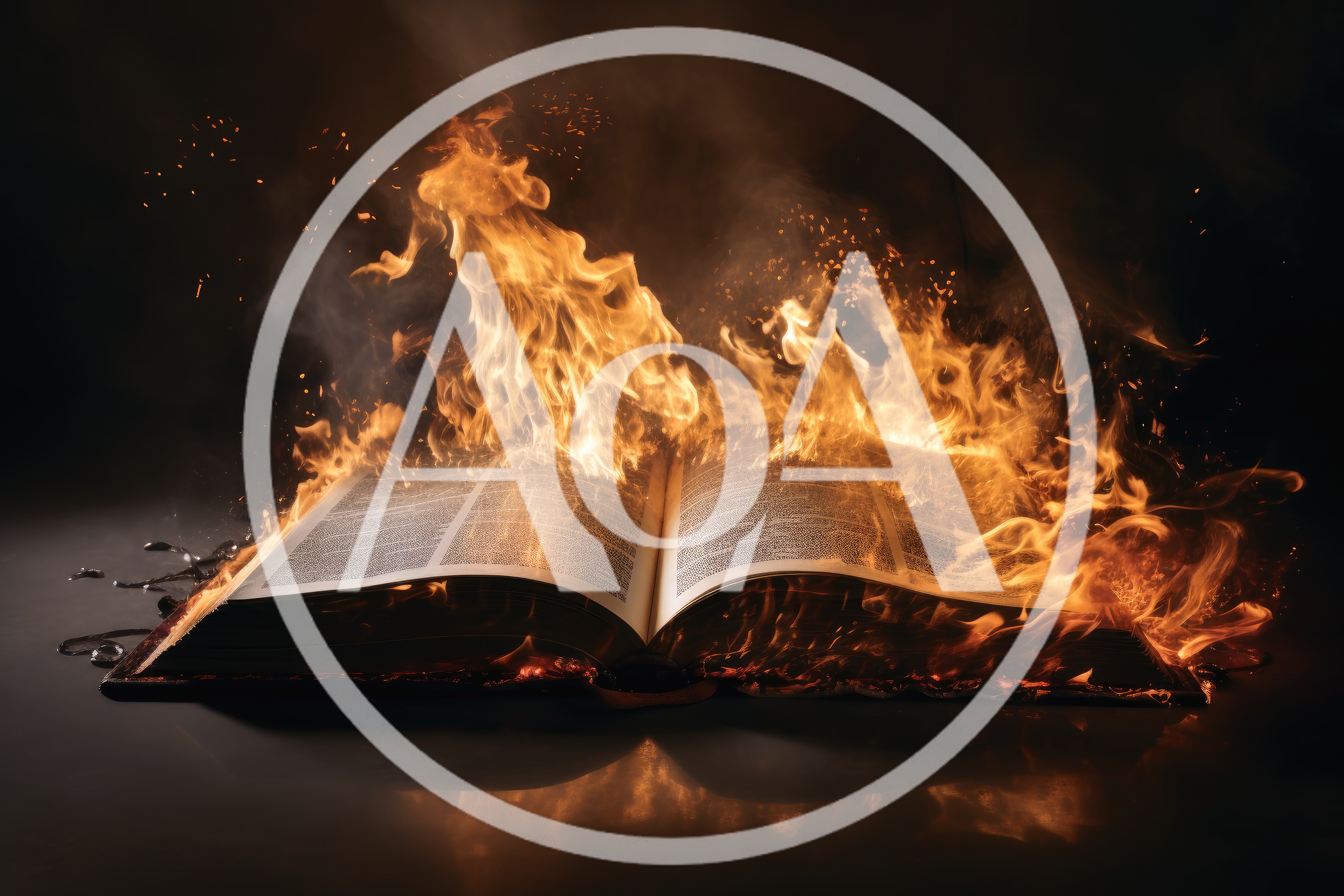 Open Book Engulfed In Intense Flames