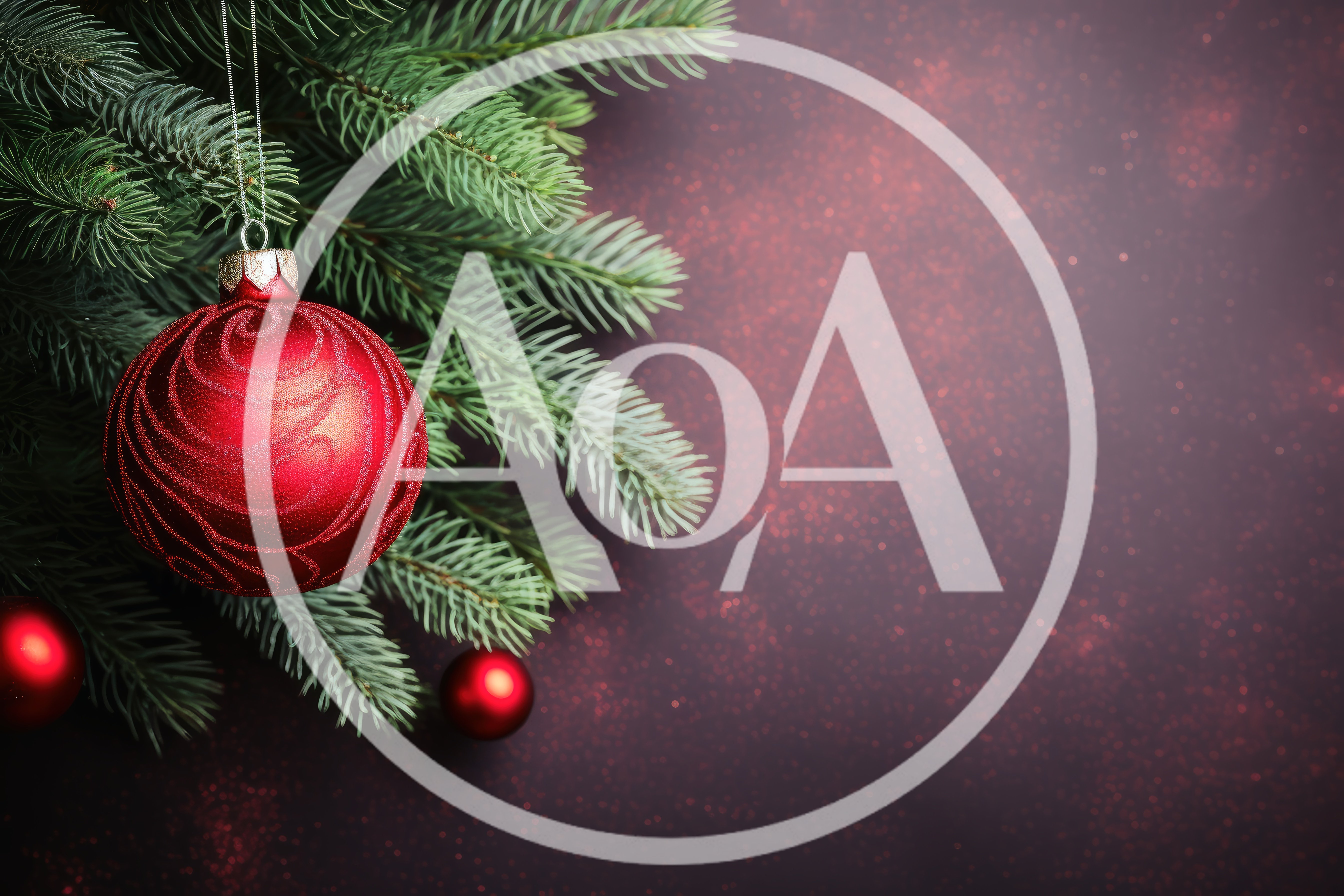 Red Christmas Ornament Hanging On Pine Branch