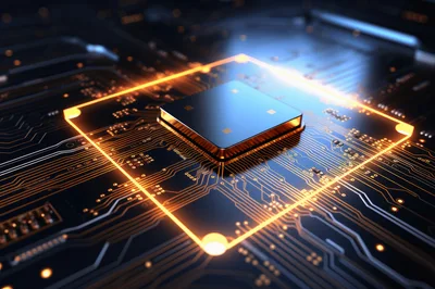 Central Processing Unit On A Glowing Circuit Board