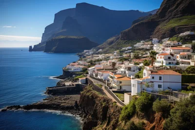 Coastal Village Nestled Under Dramatic Cliffs In Madeira