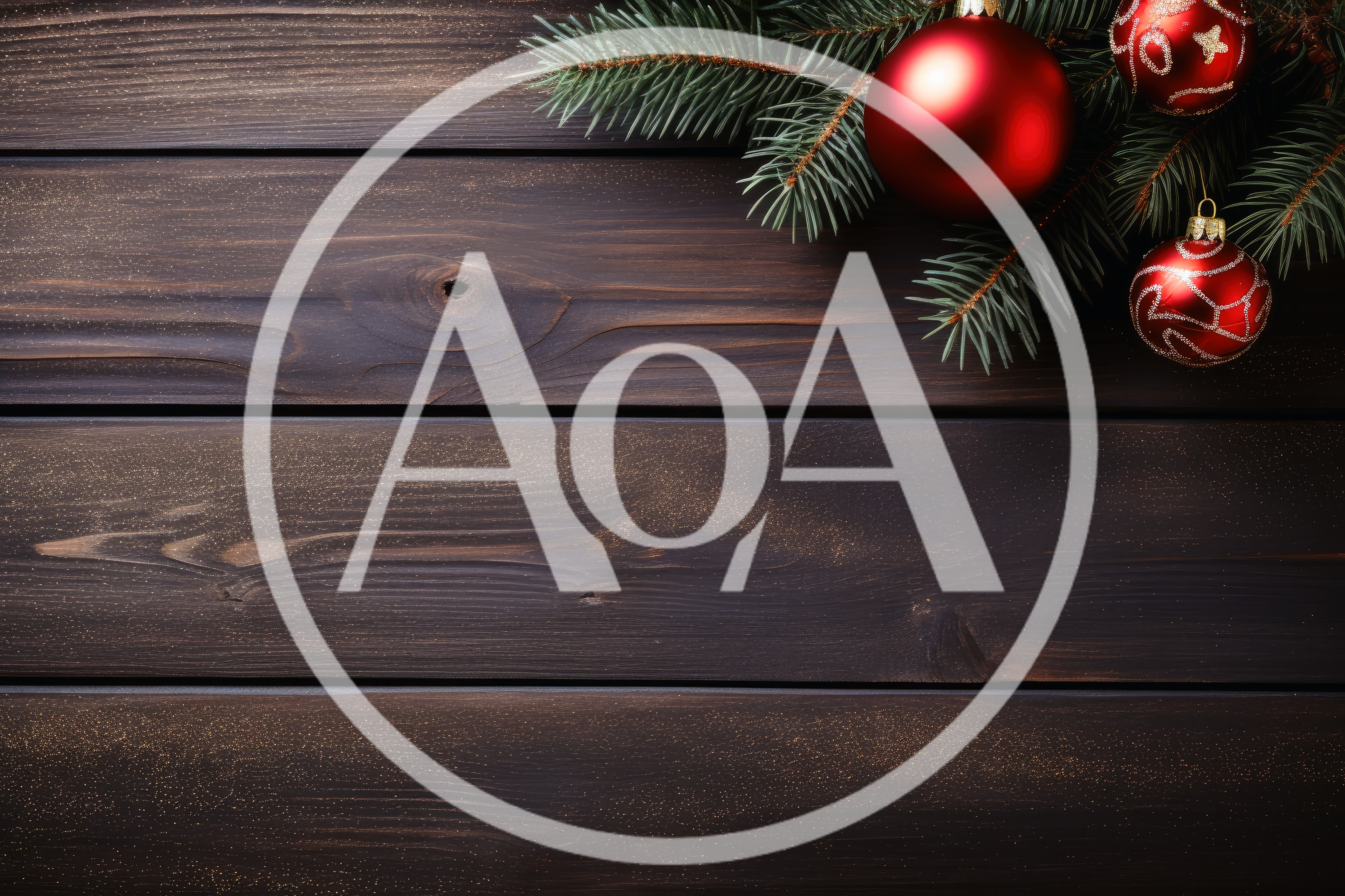 Christmas Ornaments on Dark Rustic Wooden Background