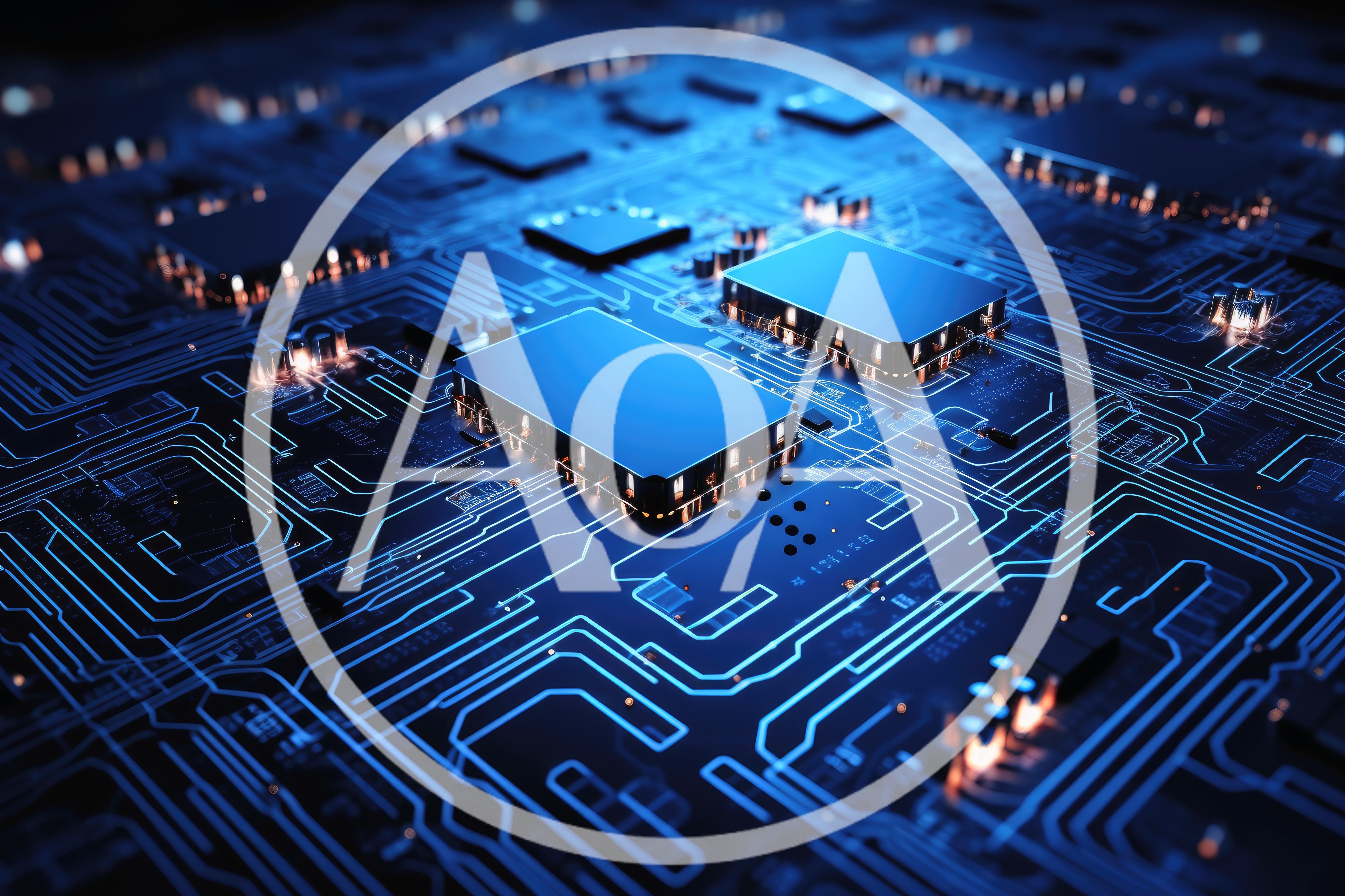 Futuristic Microchip Processor On A Glowing Circuit Board