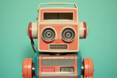 Vintage Retro Style Robot Toy Portrait