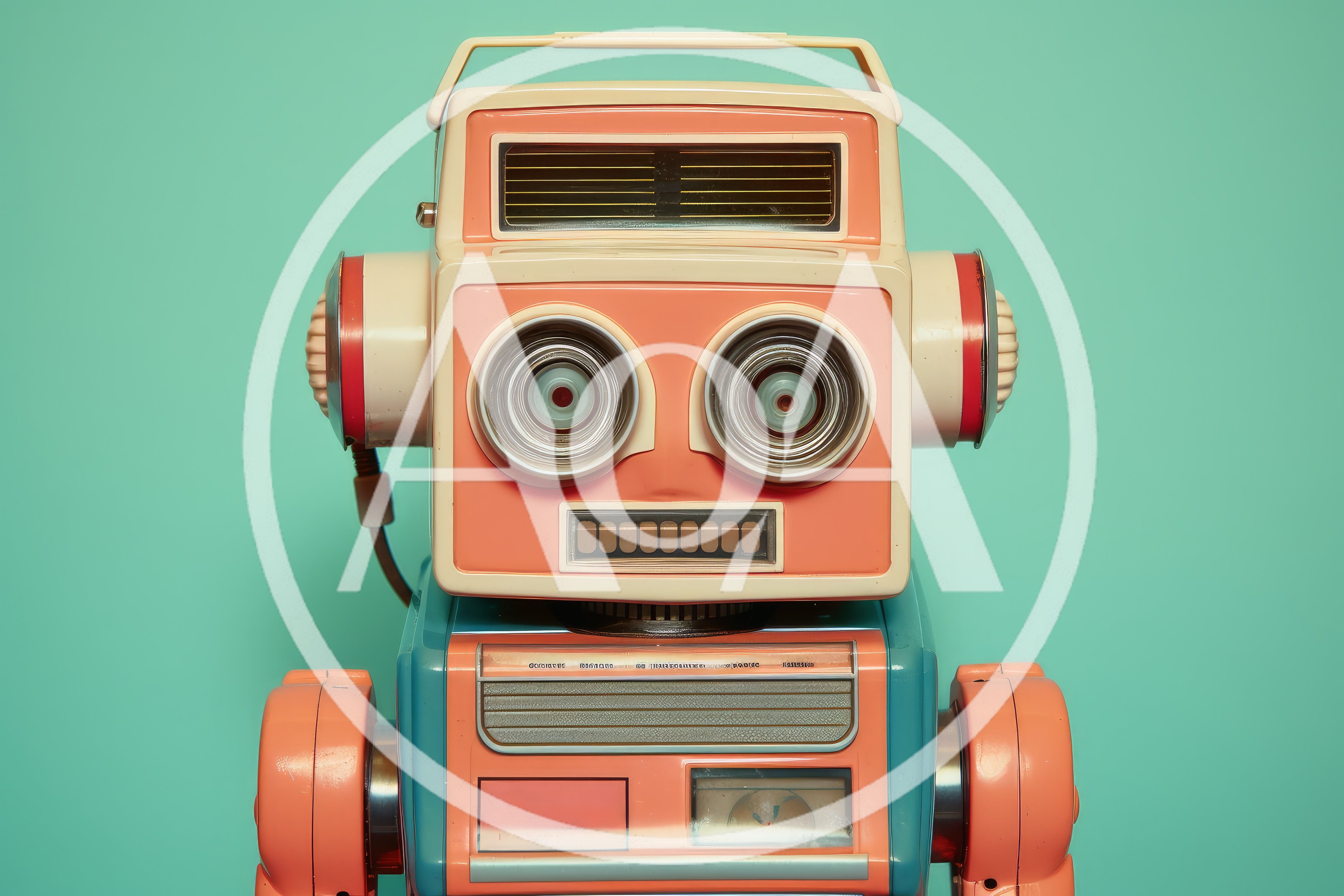 Vintage Retro Style Robot Toy Portrait