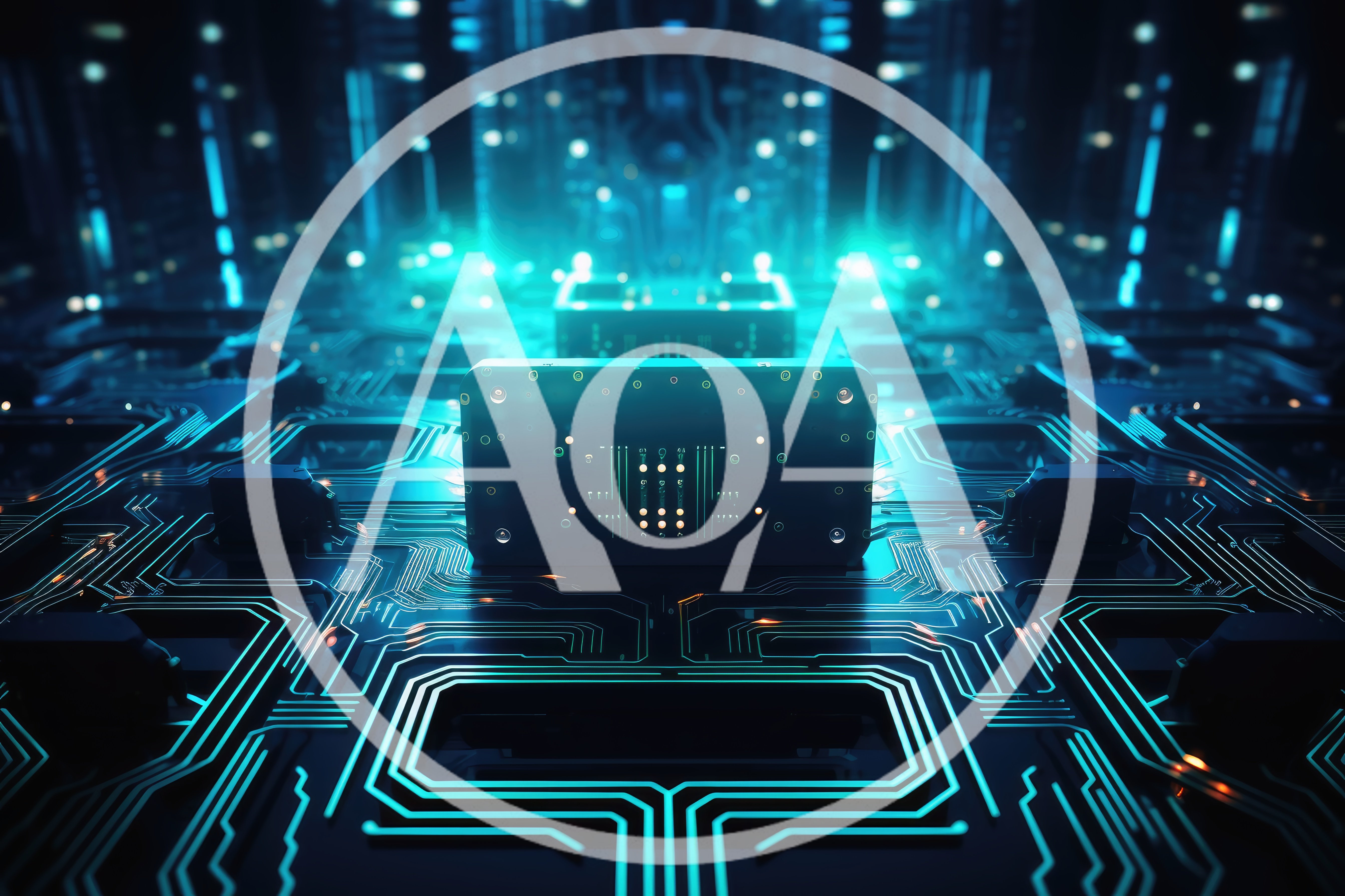 Futuristic Digital Circuit Board With Glowing Data Pathways