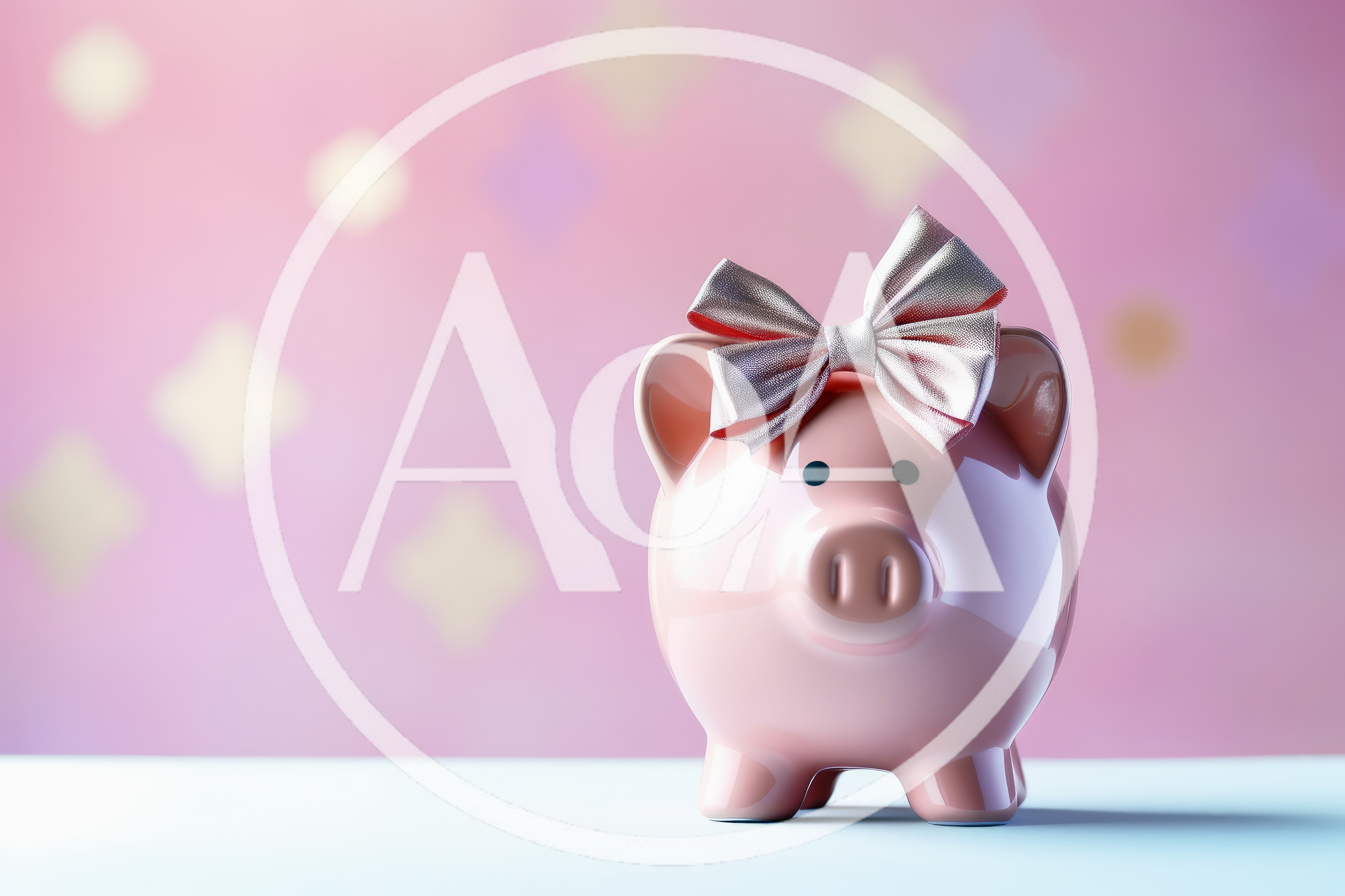 Pink Piggy Bank With Silver Bow