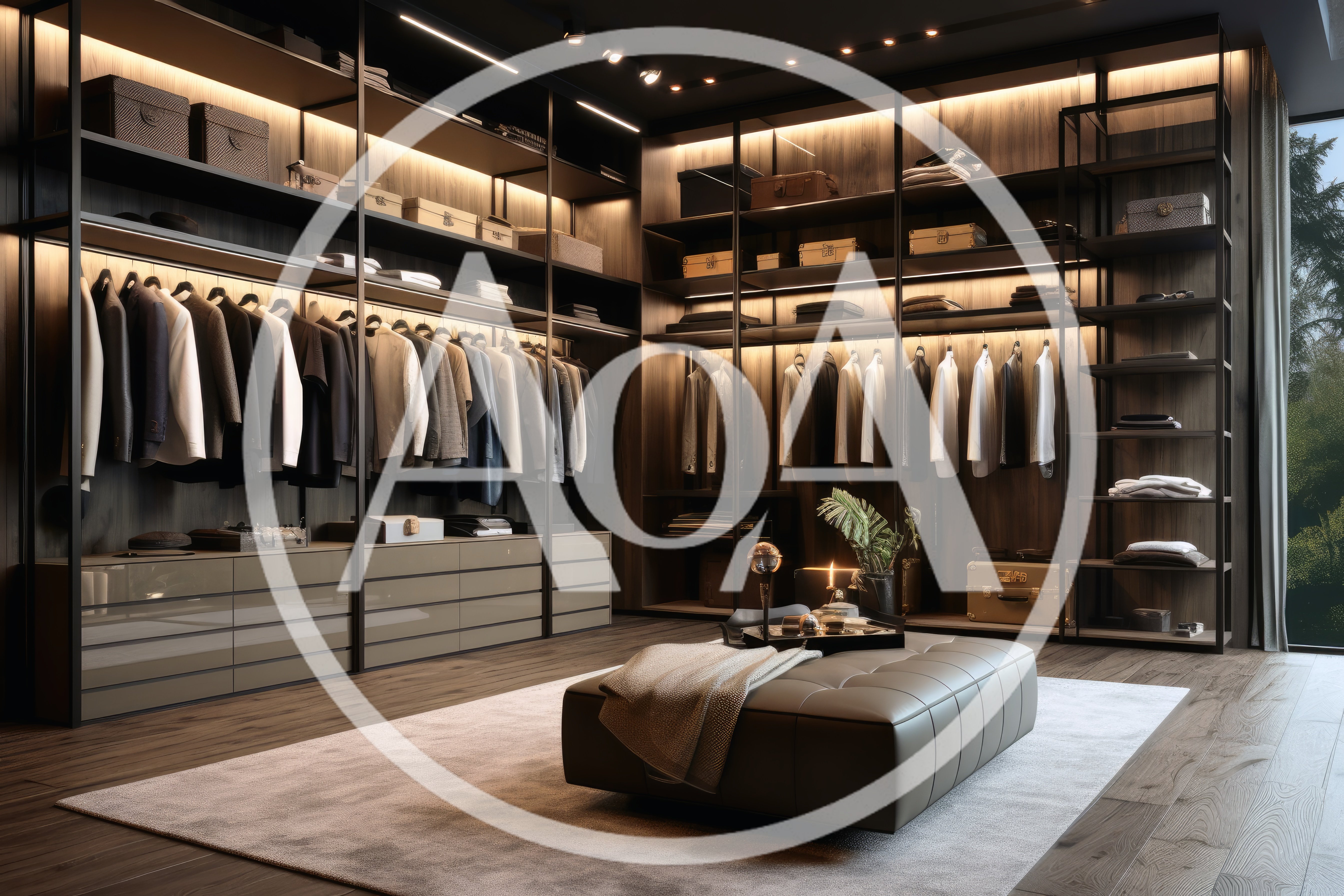 Modern Luxury Walk-In Closet With Organized Clothing
