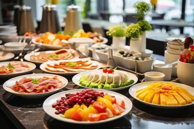 Gourmet Breakfast Buffet Spread In A Hotel