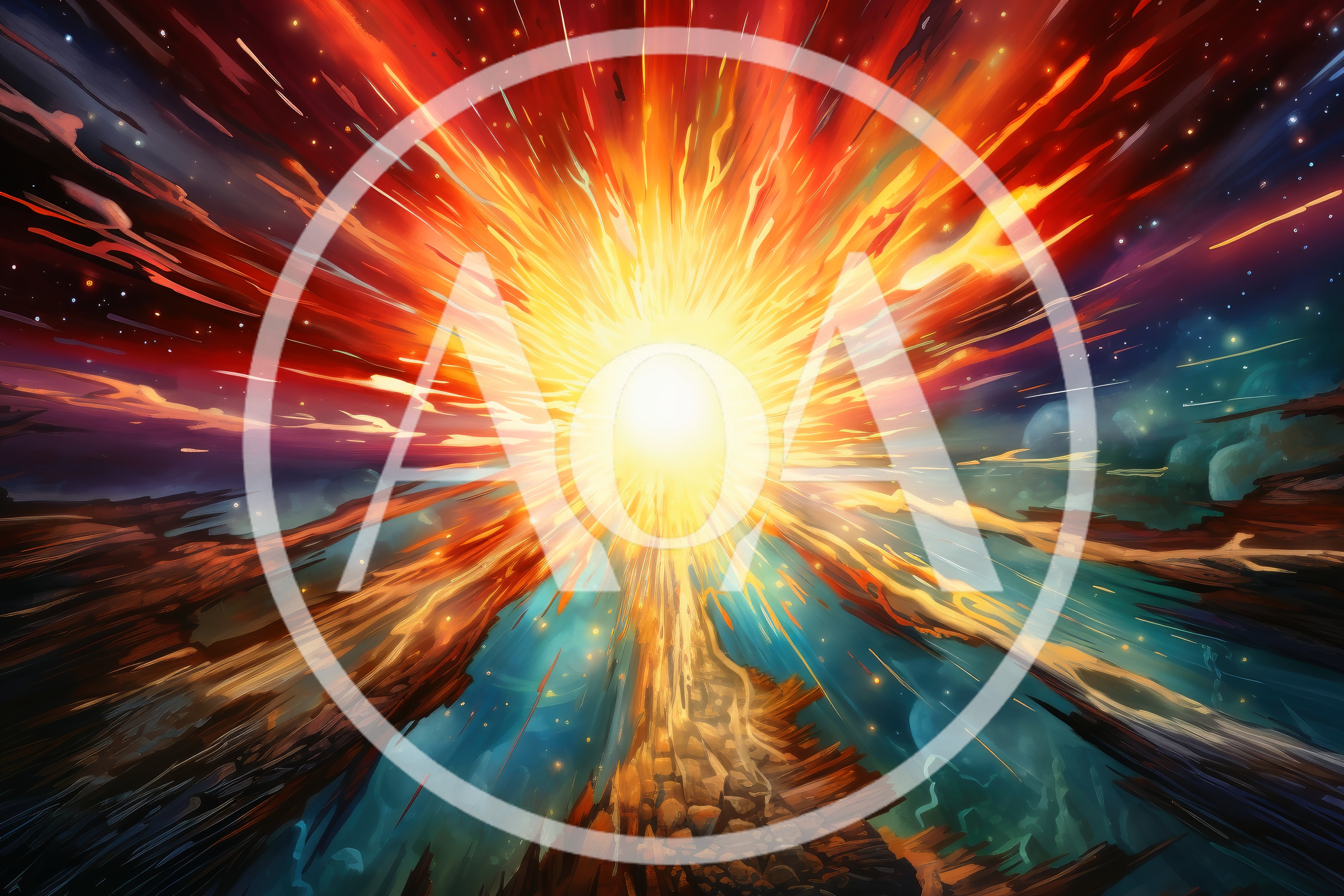 Abstract Cosmic Explosion With Radiant Light Rays