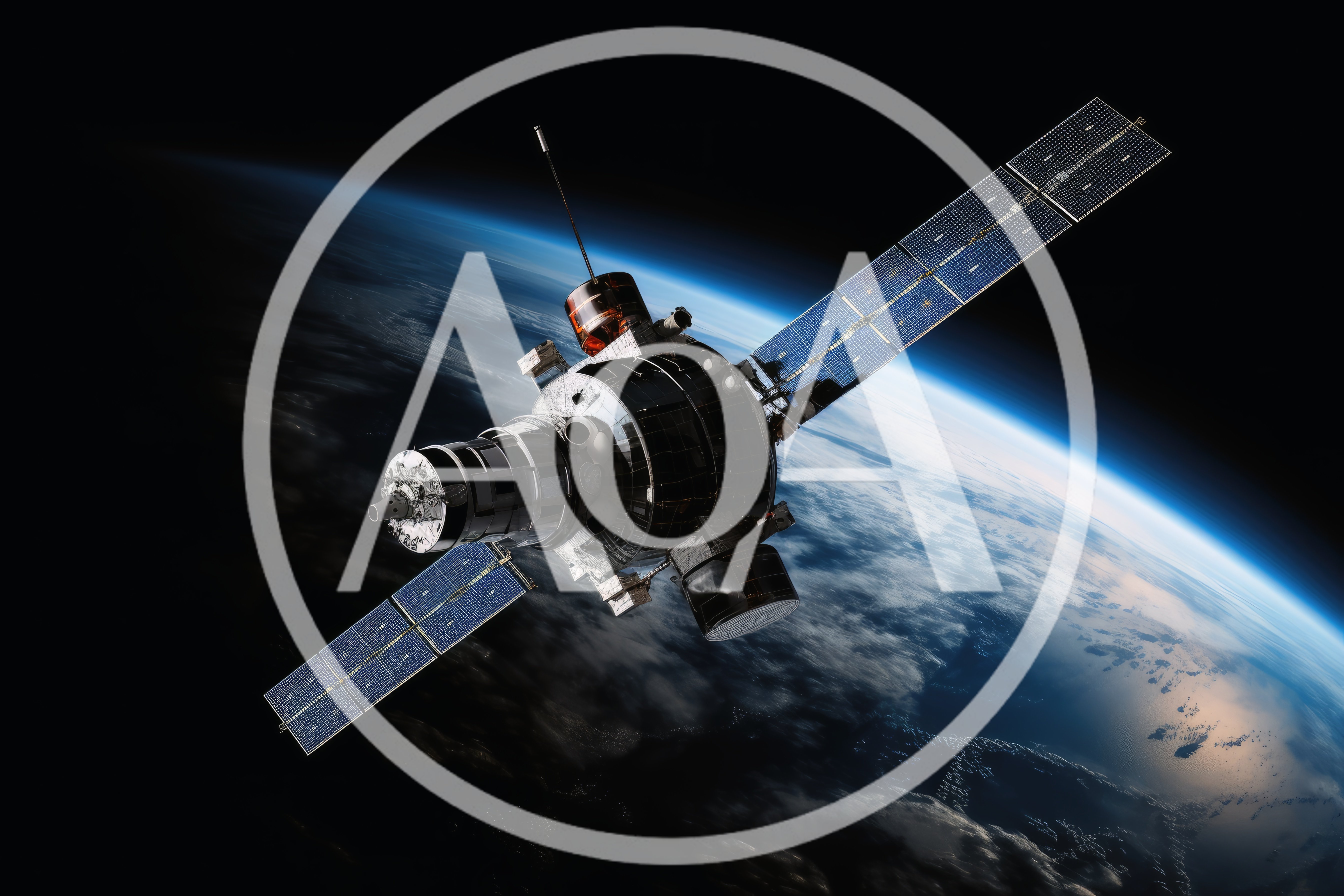 Artificial Satellite Orbiting Above Earth