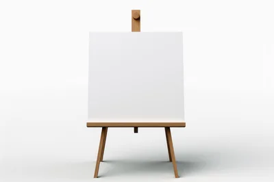 Blank White Canvas On Wooden Easel