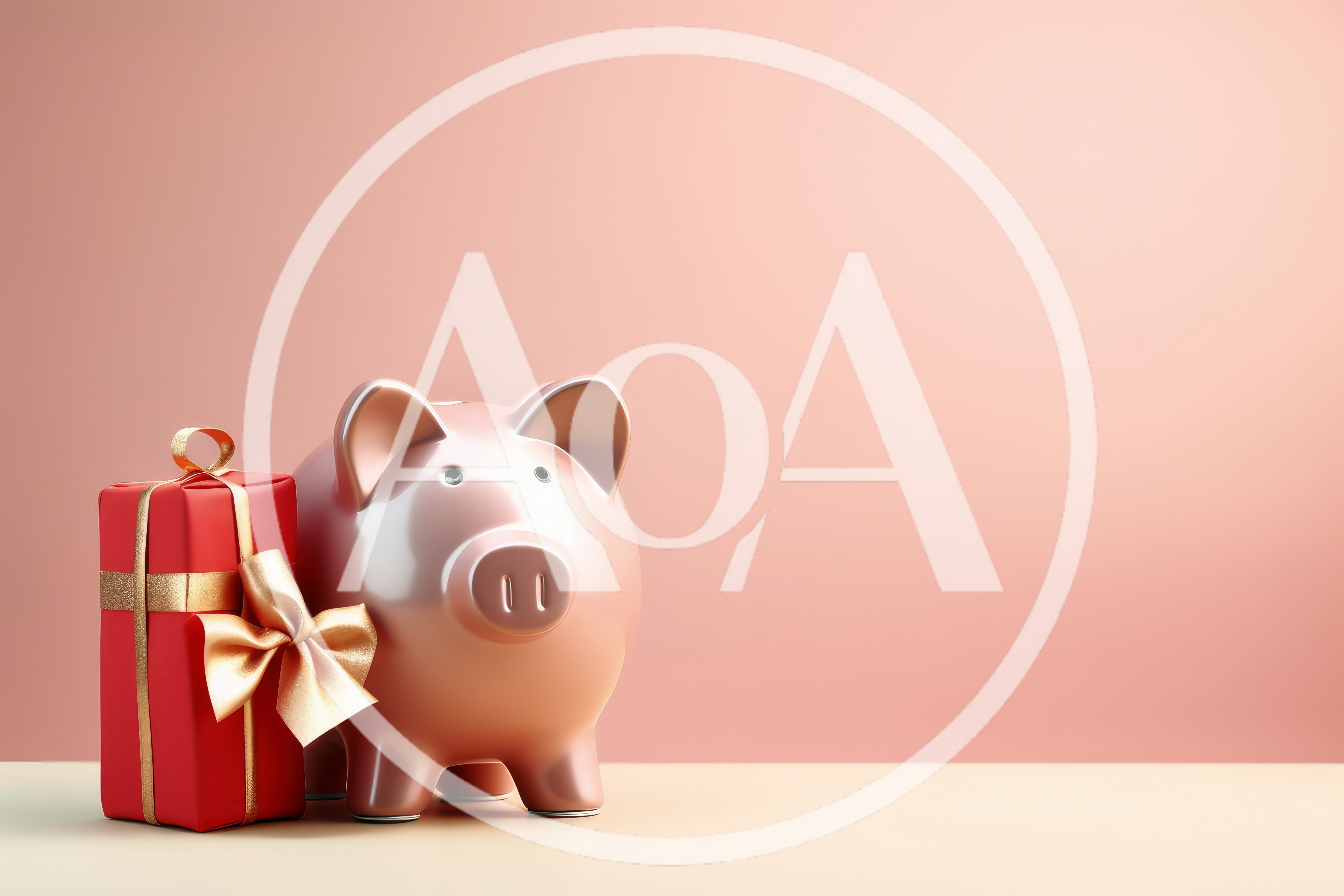 Pink Piggy Bank Beside A Red Gift Box