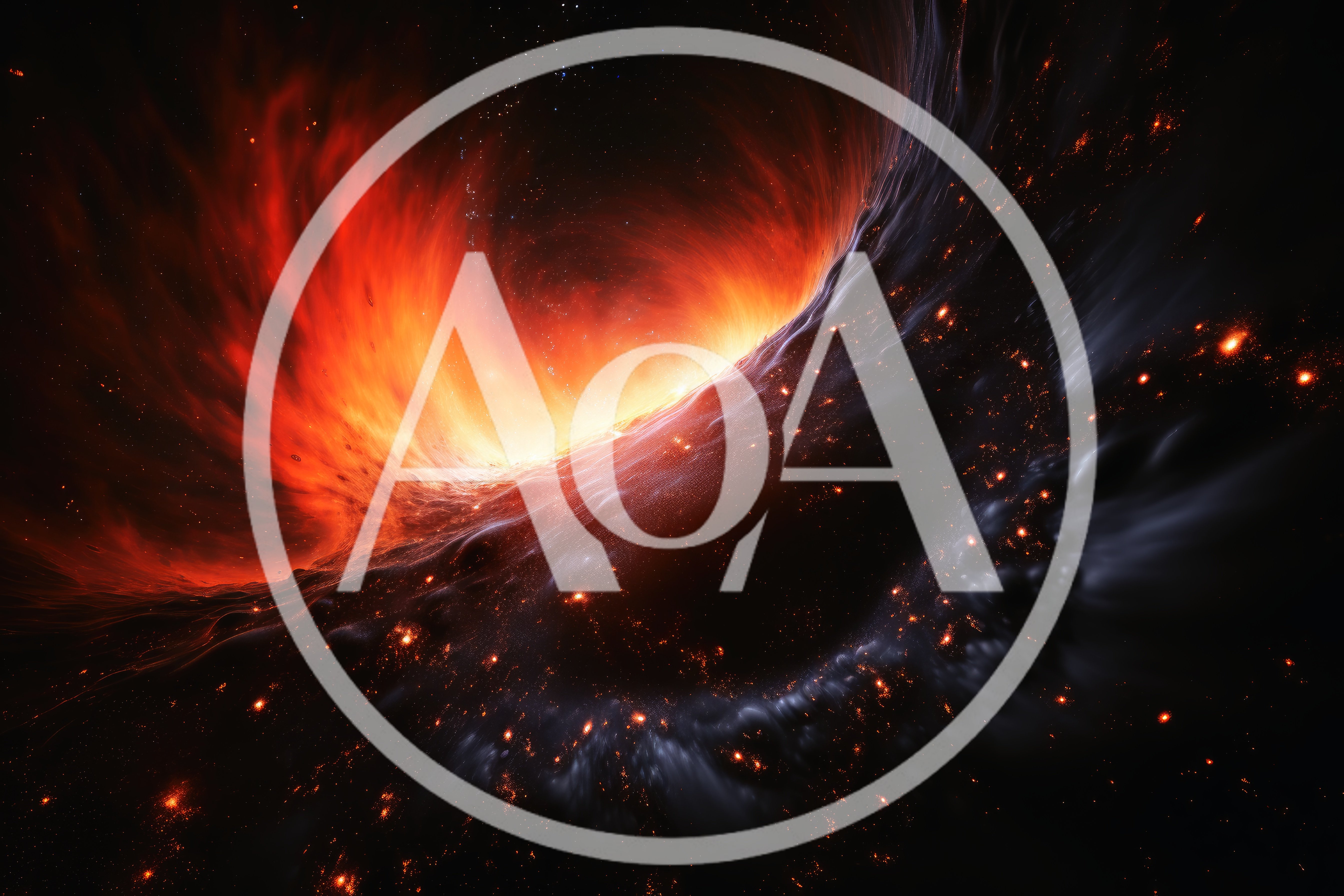 Abstract Cosmic Nebula With Glowing Orange Energy Flow