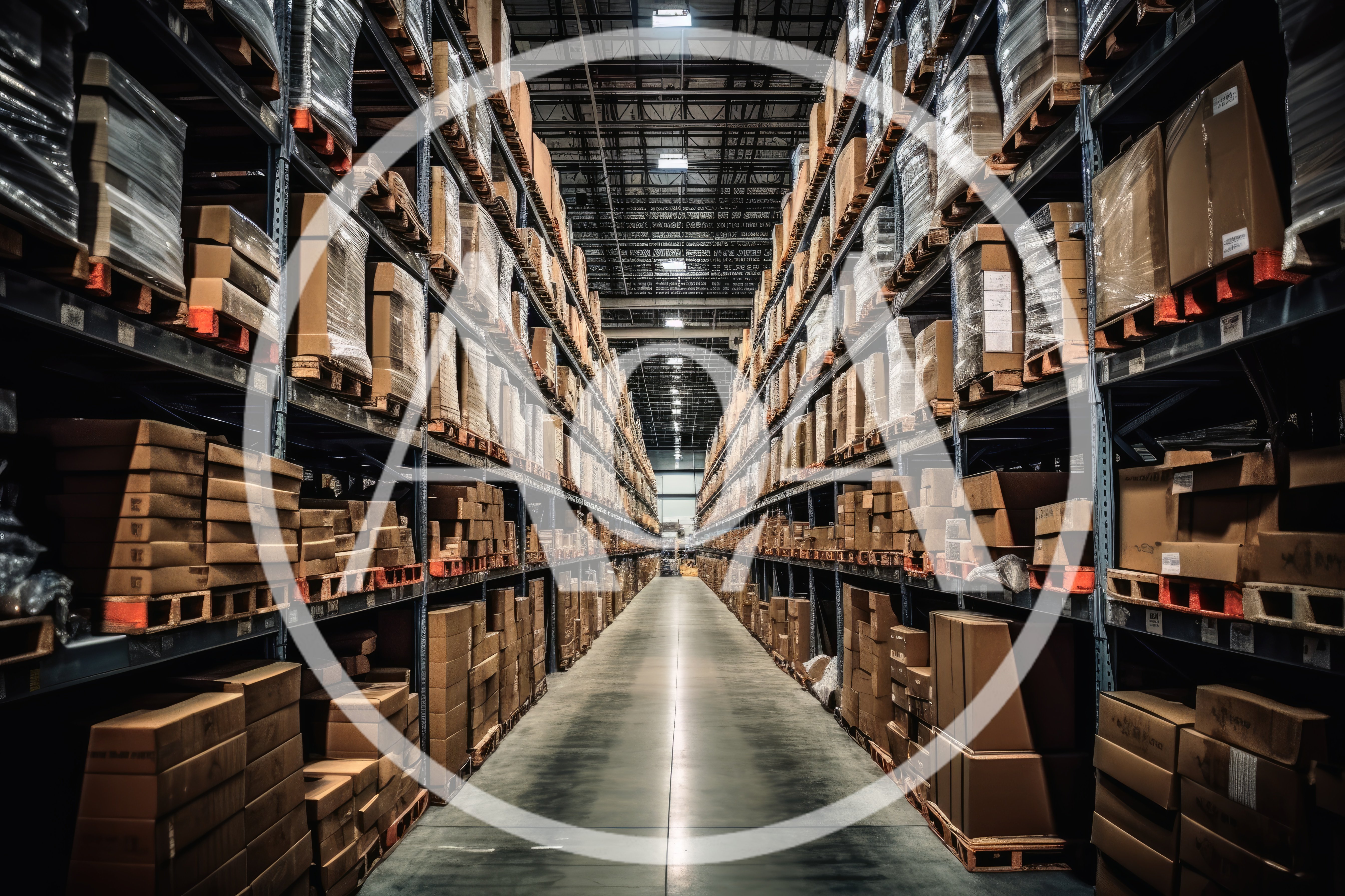 Warehouse Aisle With Tall Industrial Storage Racking