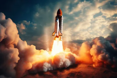 Space Shuttle Launching Into The Atmosphere