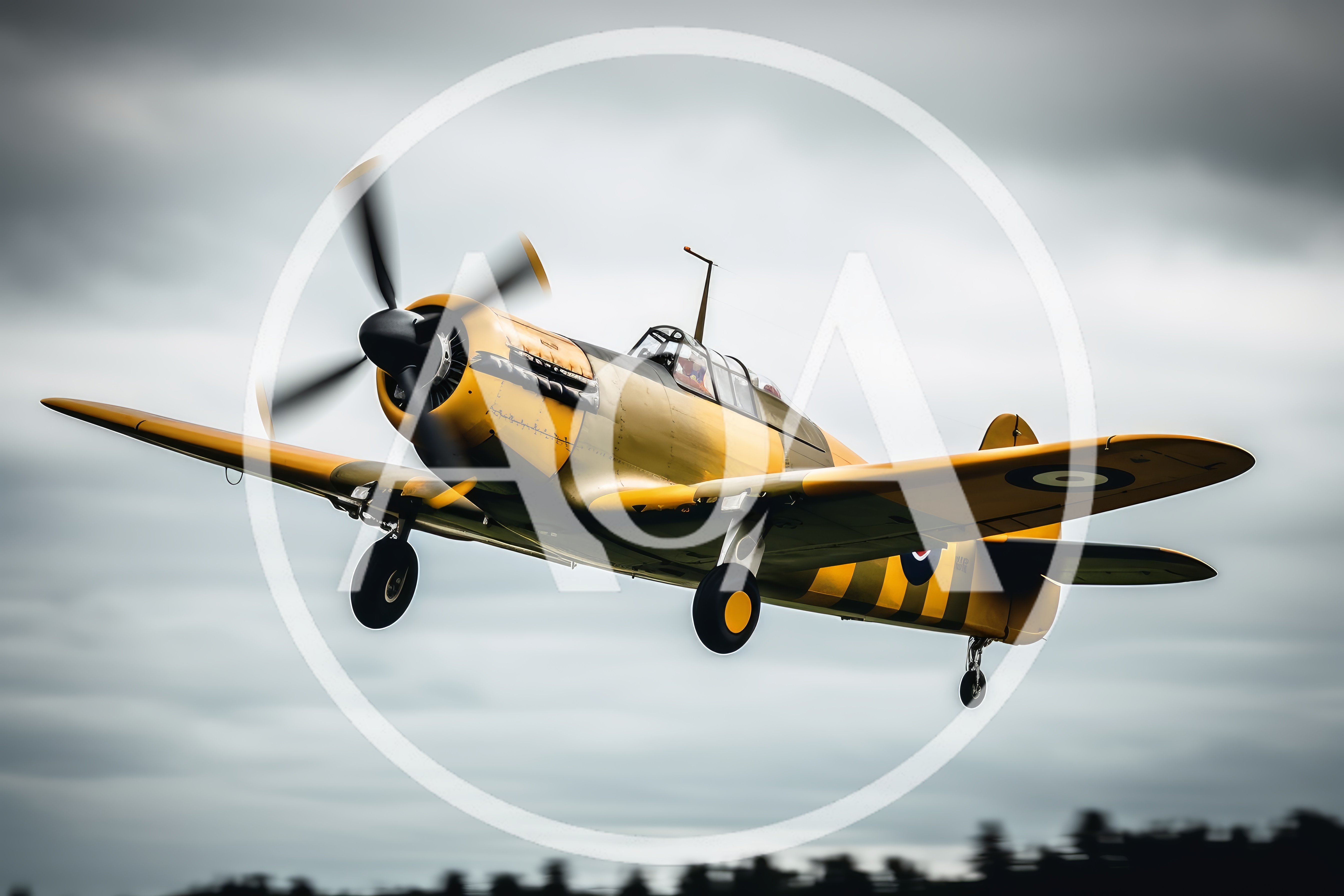 Vintage Yellow Military Trainer Aircraft In Flight