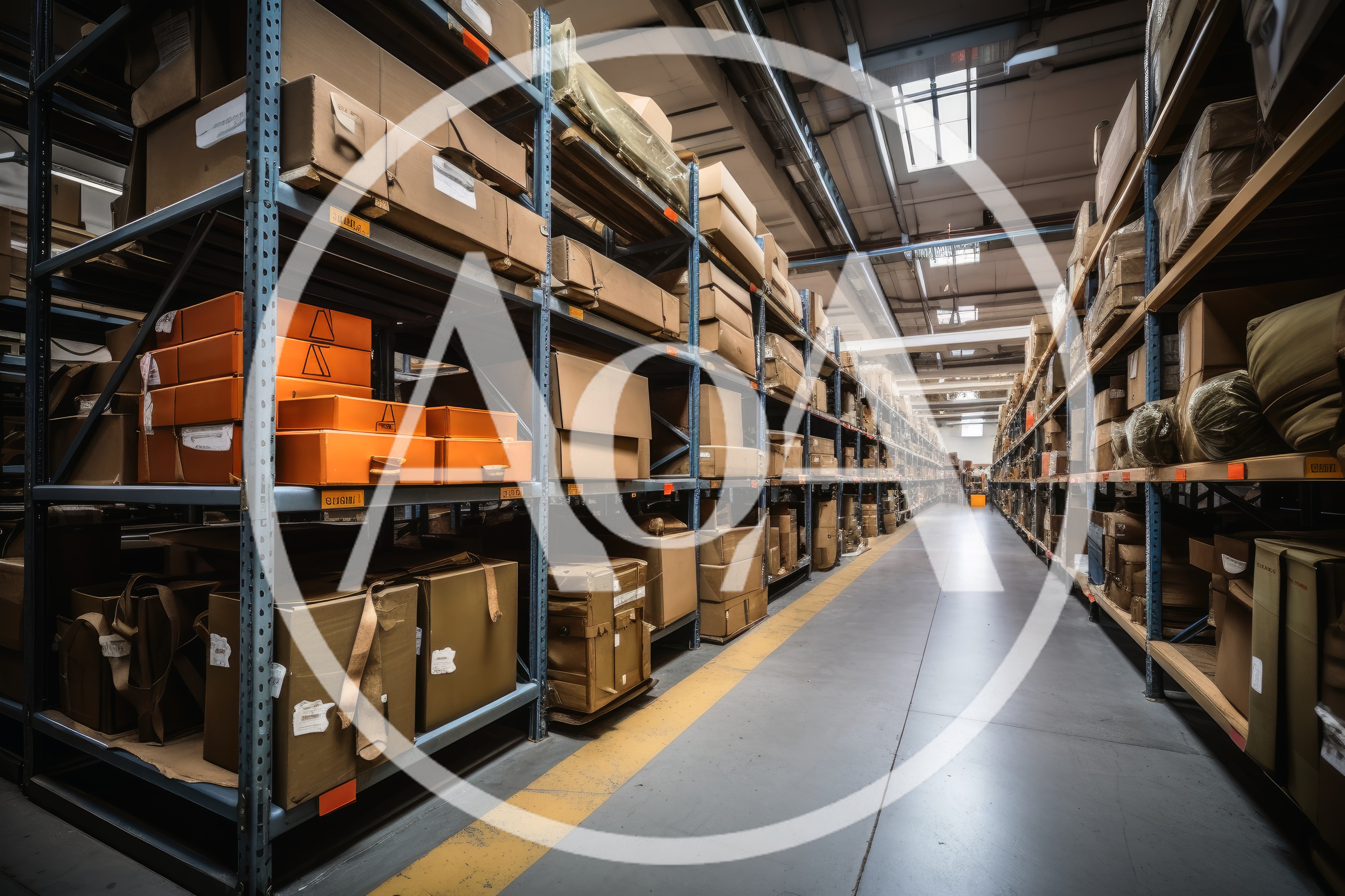 Industrial Warehouse Interior With Rows Of Storage Shelving