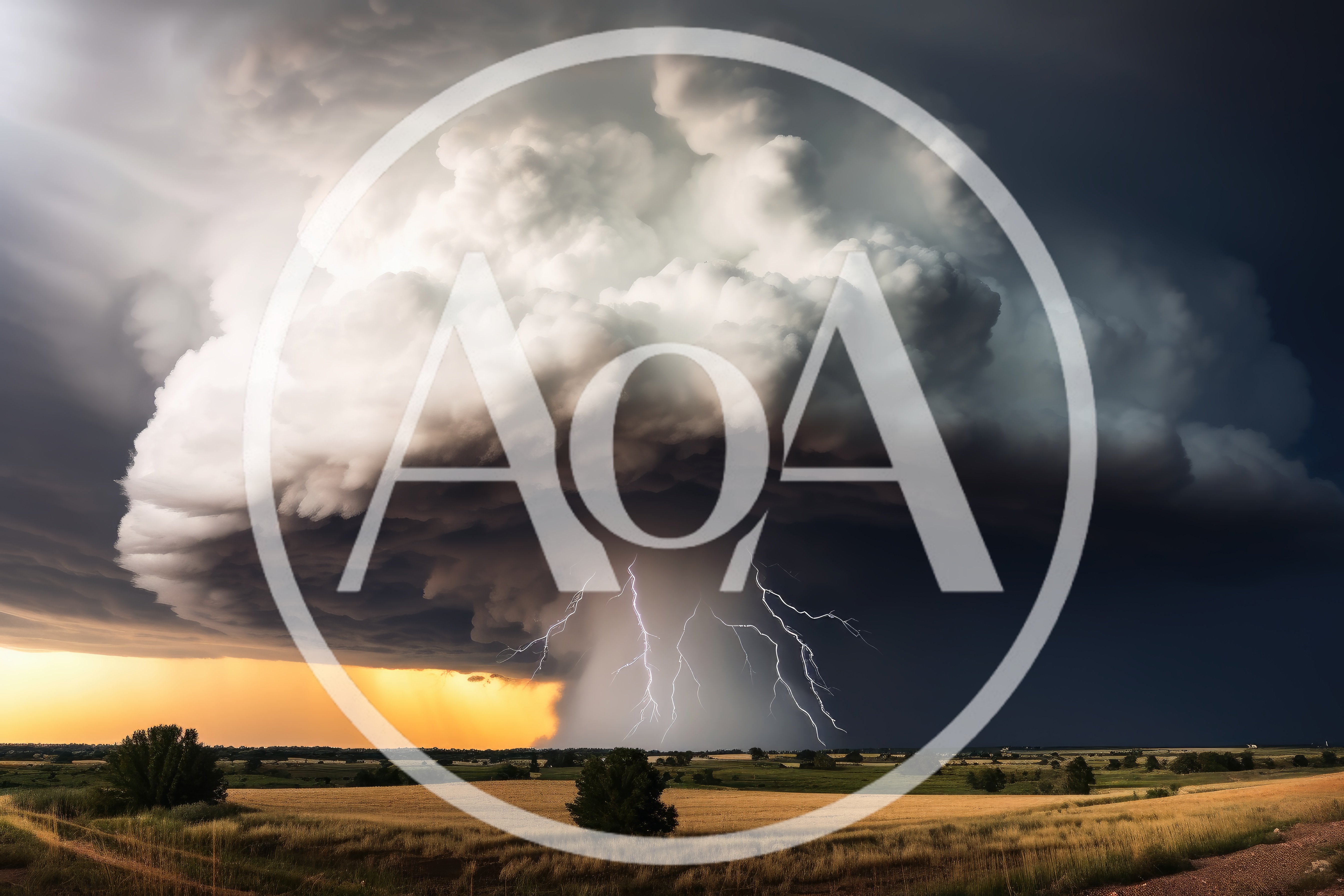 Supercell Thunderstorm With Lightning Over Rural Plains