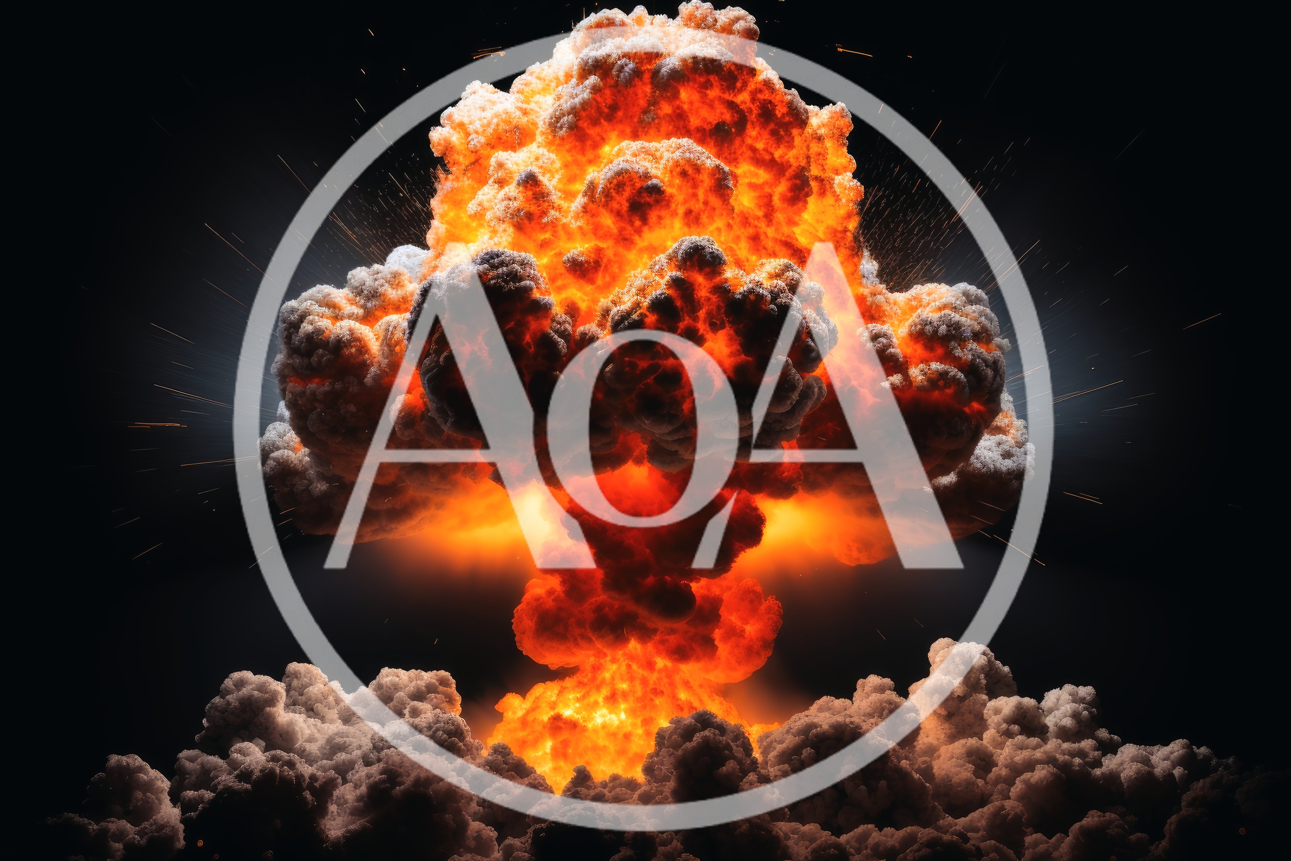 Massive Nuclear Explosion Mushroom Cloud Against Dark Background