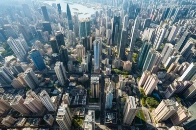 Aerial View of Dense Hong Kong Skyscrapers