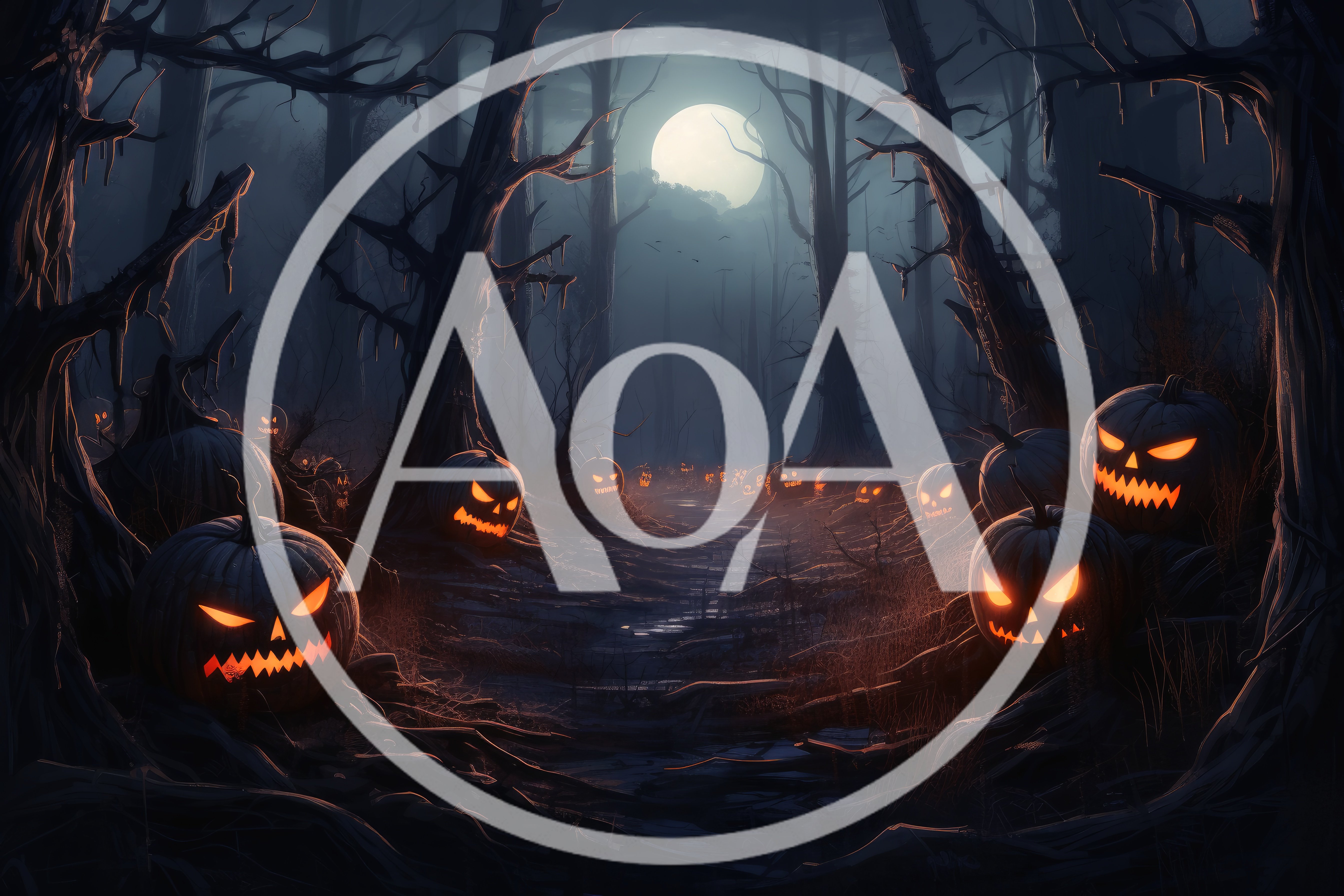 Spooky Halloween Forest Path With Glowing Jack O Lanterns